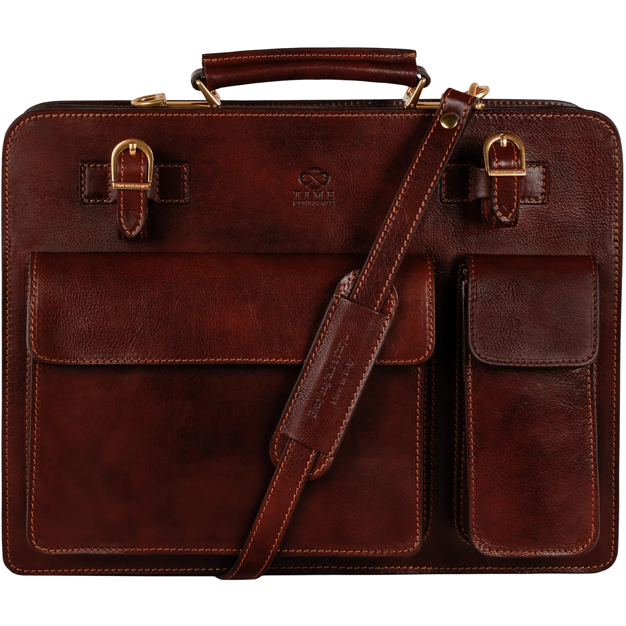 Zeitbeständigkeit Leder-Aktentasche – edle Ledertasche für Herren – Business-Aktentasche – Vintage-Aktentasche