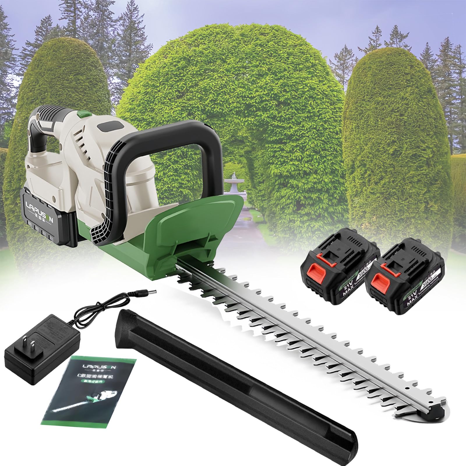 Cortasetos y arbustos inalámbricos, Ligeros y Recargables, con batería y Cargador incluidos, para un Mantenimiento eficiente del jardín y el césped.