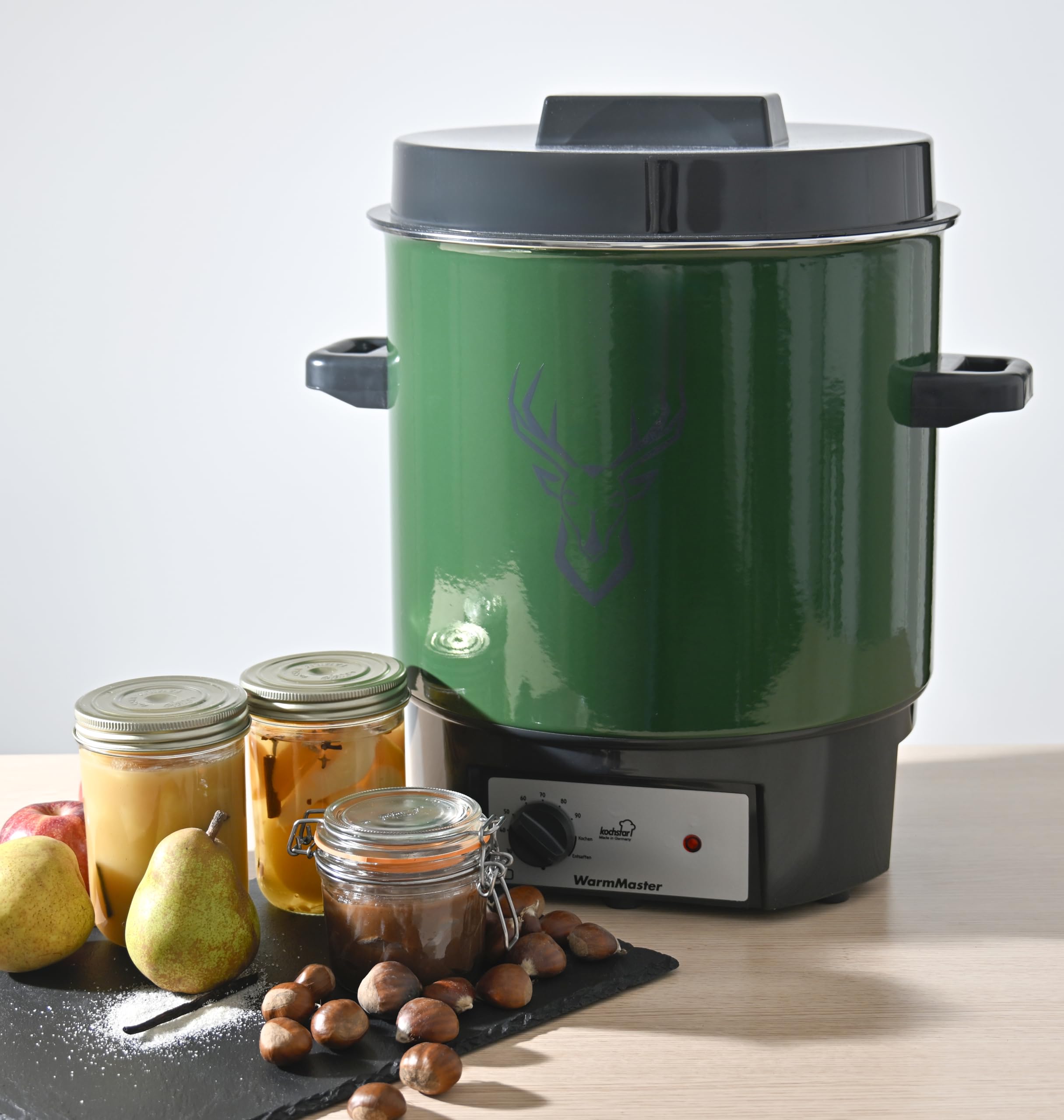 KOCHSTAR K99125035, Stérilisateur de bocaux électrique, Thermostat, 27 litres, Acier Emaillé, Décor Cerf