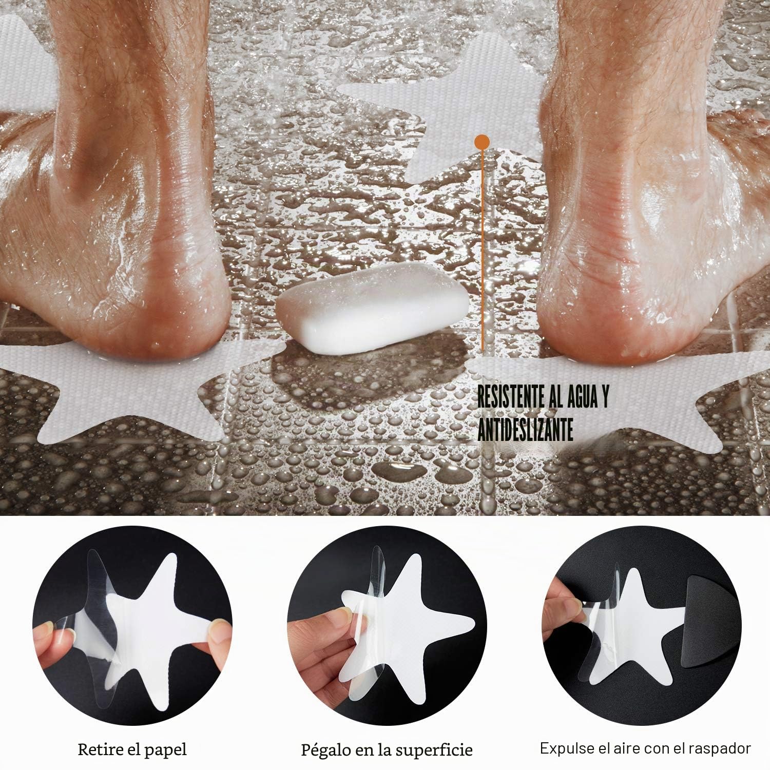 Secopad Pegatinas Antideslizantes para Ducha, 24 calcomanías de Seguridad para bañera con raspador Premium (Blanco)