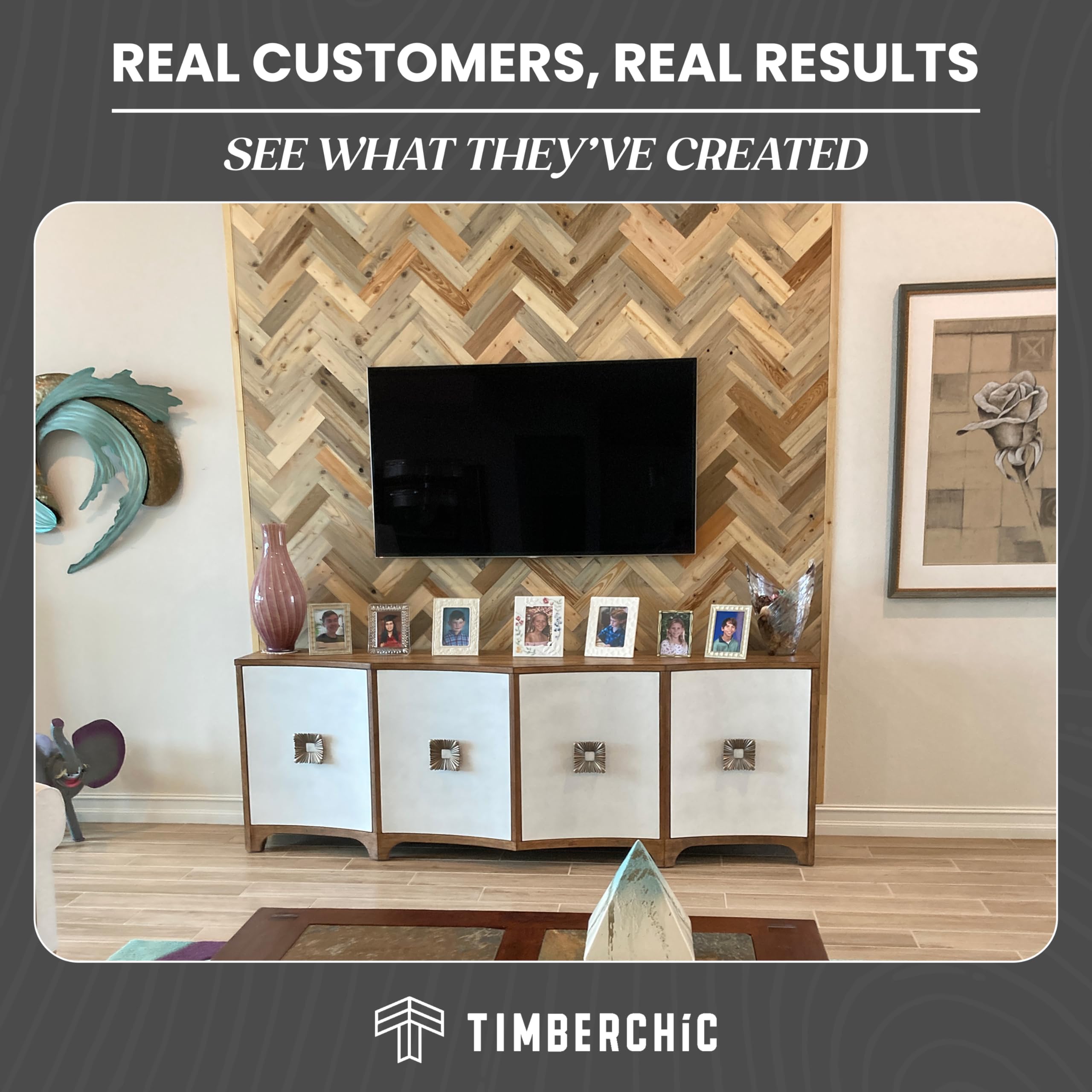 Timberchic DIY - Tablones de madera reciclada para pared, diseño de espiga