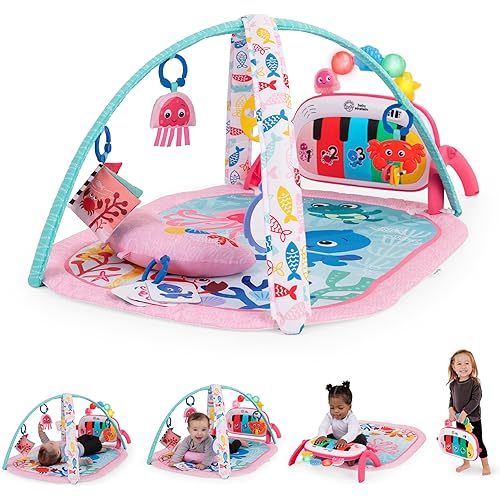 Baby Einstein Ocean Explorers 4-in-1 Kickin Tunes Jellyfish Jamboree Music & Language Discovery Gym, Pink, Ages 0 Months and Up