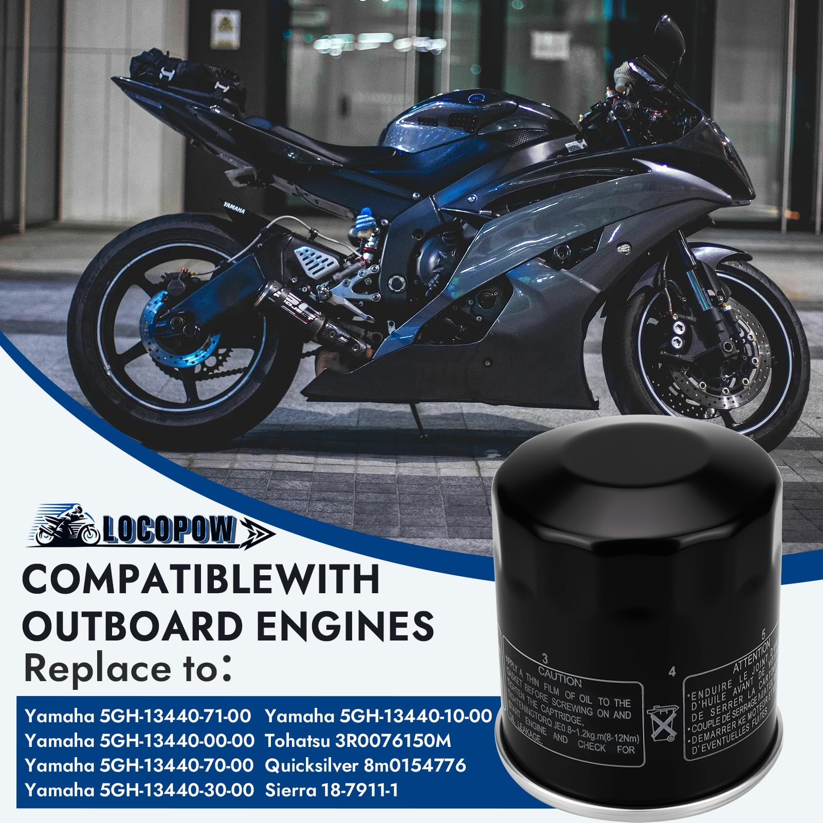 LOCOPOW Filtro olio F115 per Yamaha 5GH-13440-71-00 5GH-13440-00-00 5GH-13440-70-00 3R0076150M 18-7911-1 F100 F15 F25 F30 F40 F50 F50 60 F70 F75 F80 Yamaha, Honda e Nissan/Tohatsu 9.9-115 HP