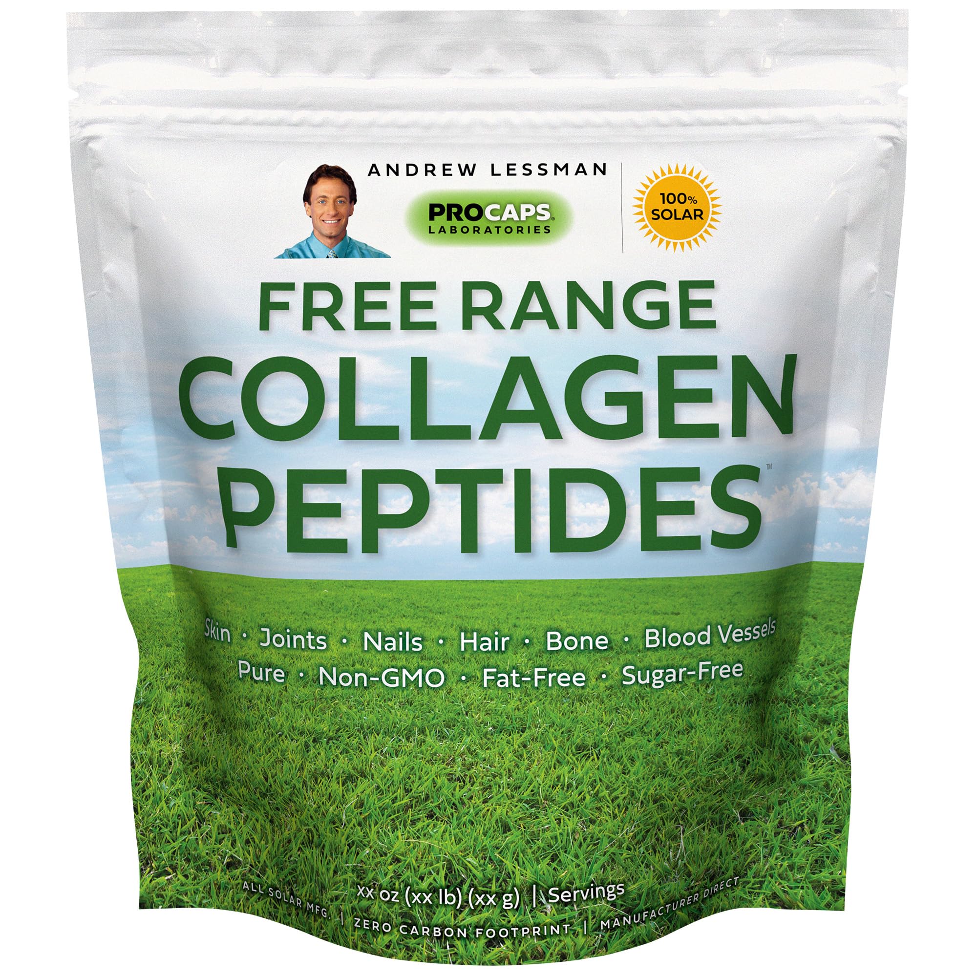 ANDREW LESSMAN Free Range Collagen Peptides Powder 240 Servings - Supports Smooth Soft Skin Comfortable Joints Pure Super