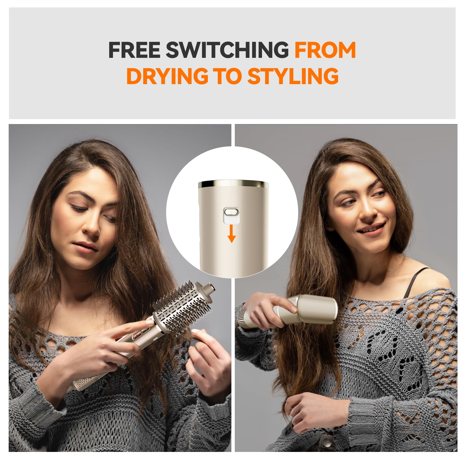 Fentgo Hair Dryer Brush, Air Styling & Drying System, Detachable Multi-Styler with Auto Curlers, Oval Brush, Concentrator Attachment 1400W Blow Dryer Brush for All Hair Types