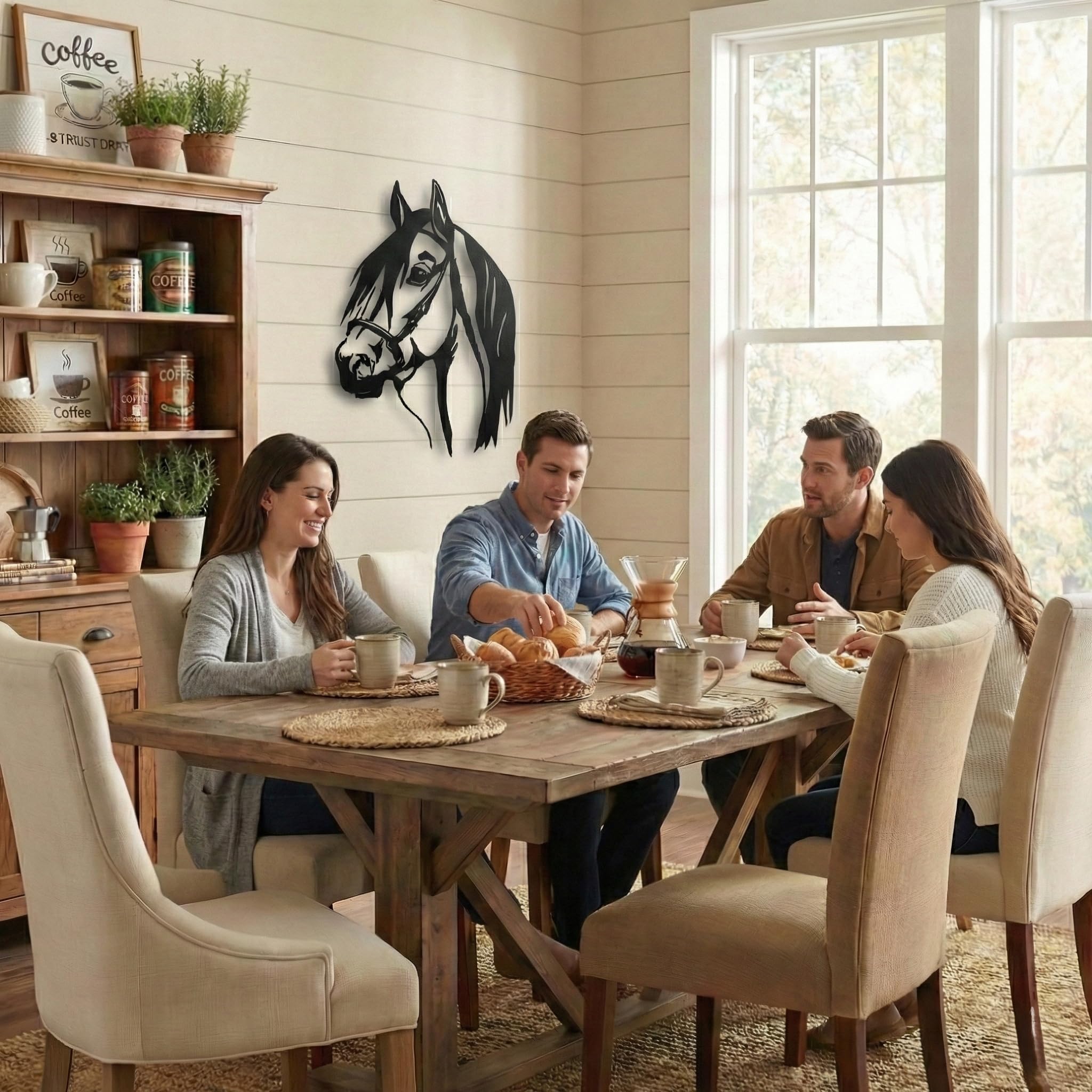 Dekadron - Décoration murale en métal - Tête de cheval - Silhouette murale en 3D en métal - Pour la maison, le bureau, la chambre à coucher, le salon (43 x 61 cm)