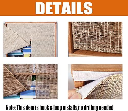 Miniatura 6 de Liveinu Cortinas de gabinete Ramio para cocina, baño, cortina a prueba de polvo para estantes, panel de pared, puerta colgante, gancho y bucle,