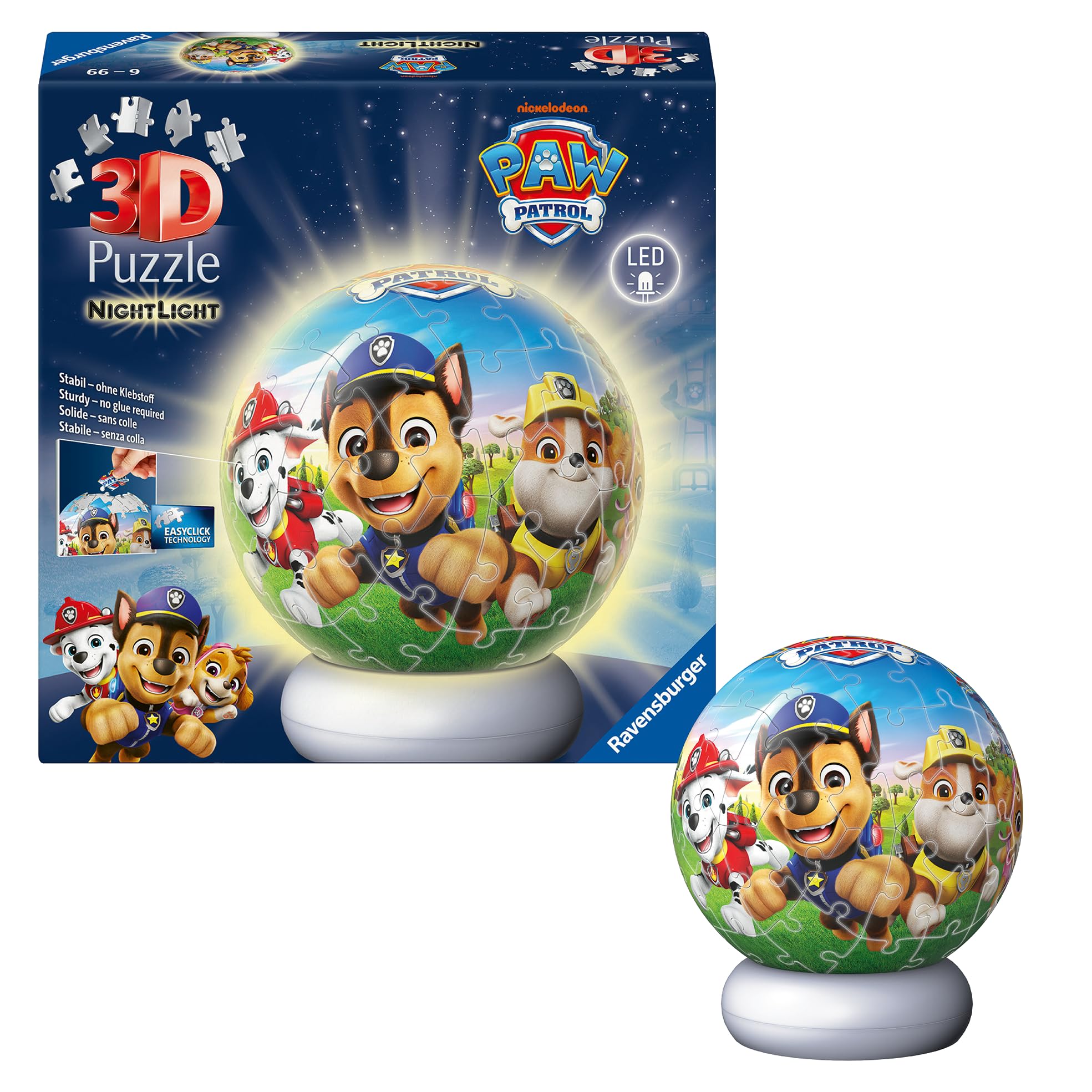 Ravensburger Paw Patrol 72-Piece Nightlight Puzzle β Glow-in-the-Dark Puzzle Toy for Kids, Fun & Interactive Bedroom DΓ©cor