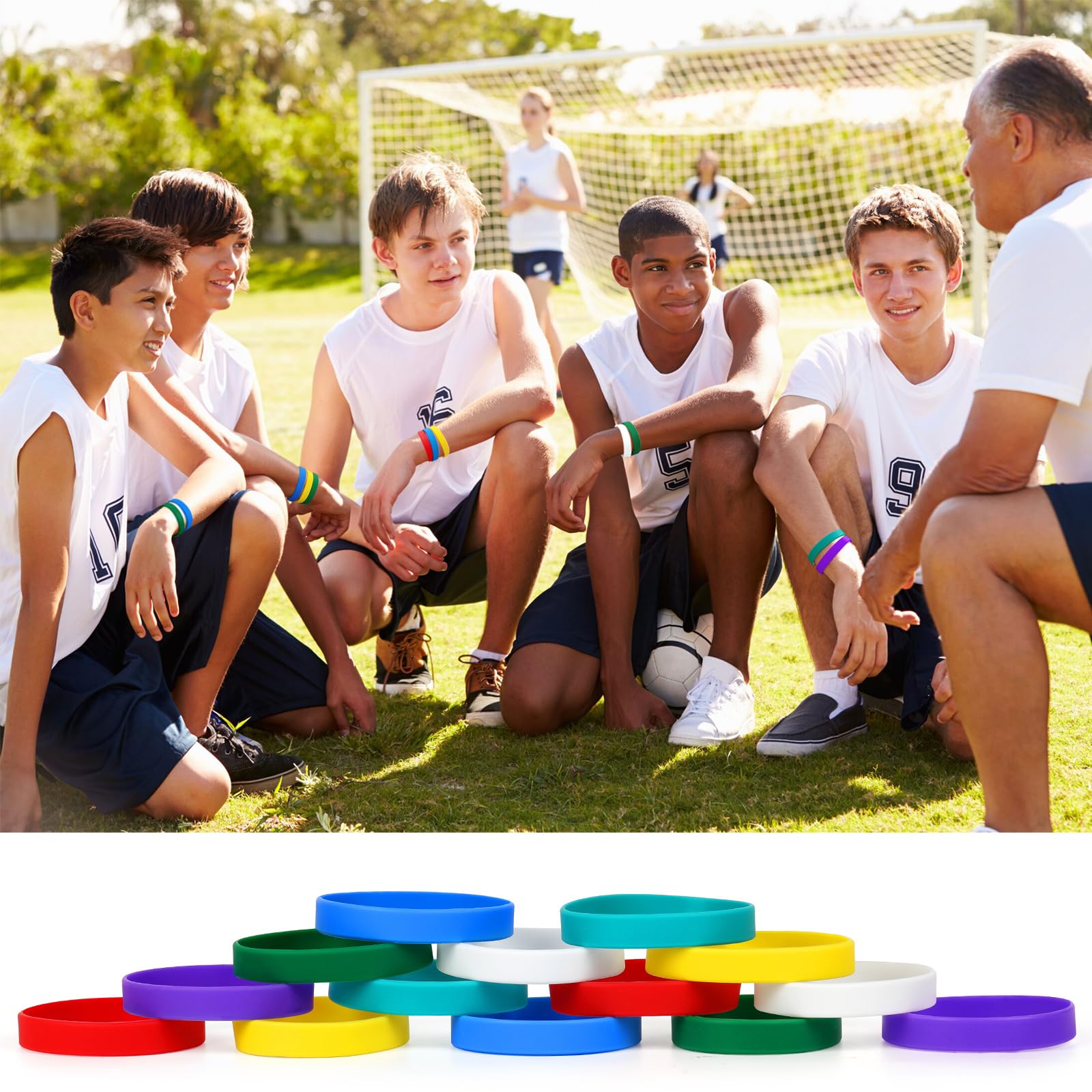 NAHRMY 7 inch Silicone Wristbands Blank Green Rubber Bracelets for Kid Teen 60 pcs Sports Party Silicone Elastic Wristband Bulk Bracelet bands for Events School Teacher Supplies - Image 4