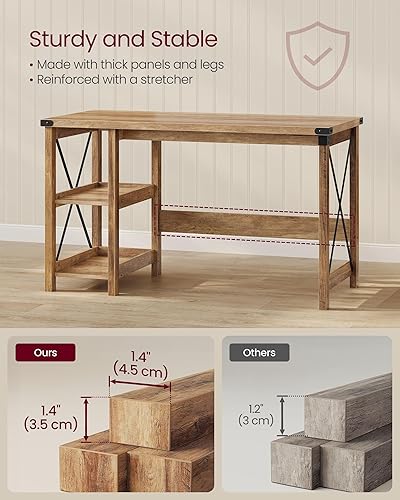 Miniatura 4 de VASAGLE Escritorio para computadora, escritorio de oficina en casa con estantes de almacenamiento a la derecha o izquierda, granja, para trabajo,