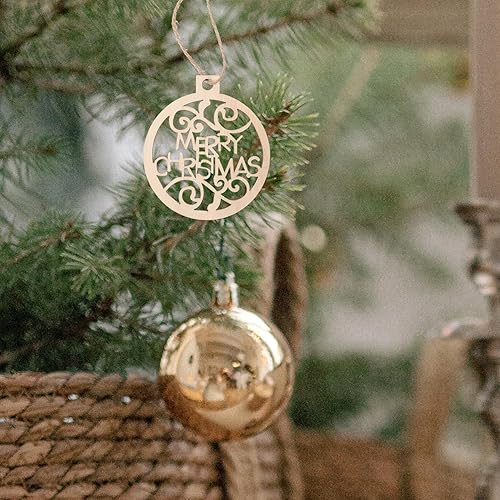 Miniatura 5 de Didiseaon Círculo de madera sin terminar para manualidades, adornos de árbol de Navidad, recortes redondos, rebanadas para Navidad, manualidades,