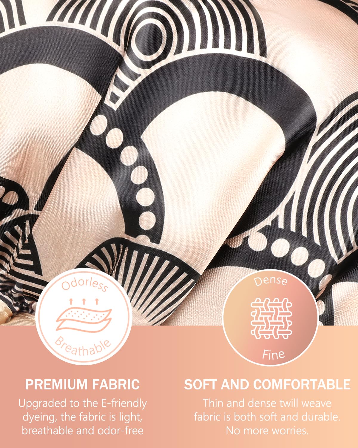 mikimini Large Shower Cap for Women Long Hair, Champagne Shower Caps with Lace, Double Layer Waterproof, Reusable, Washable, High-quality - Image 4