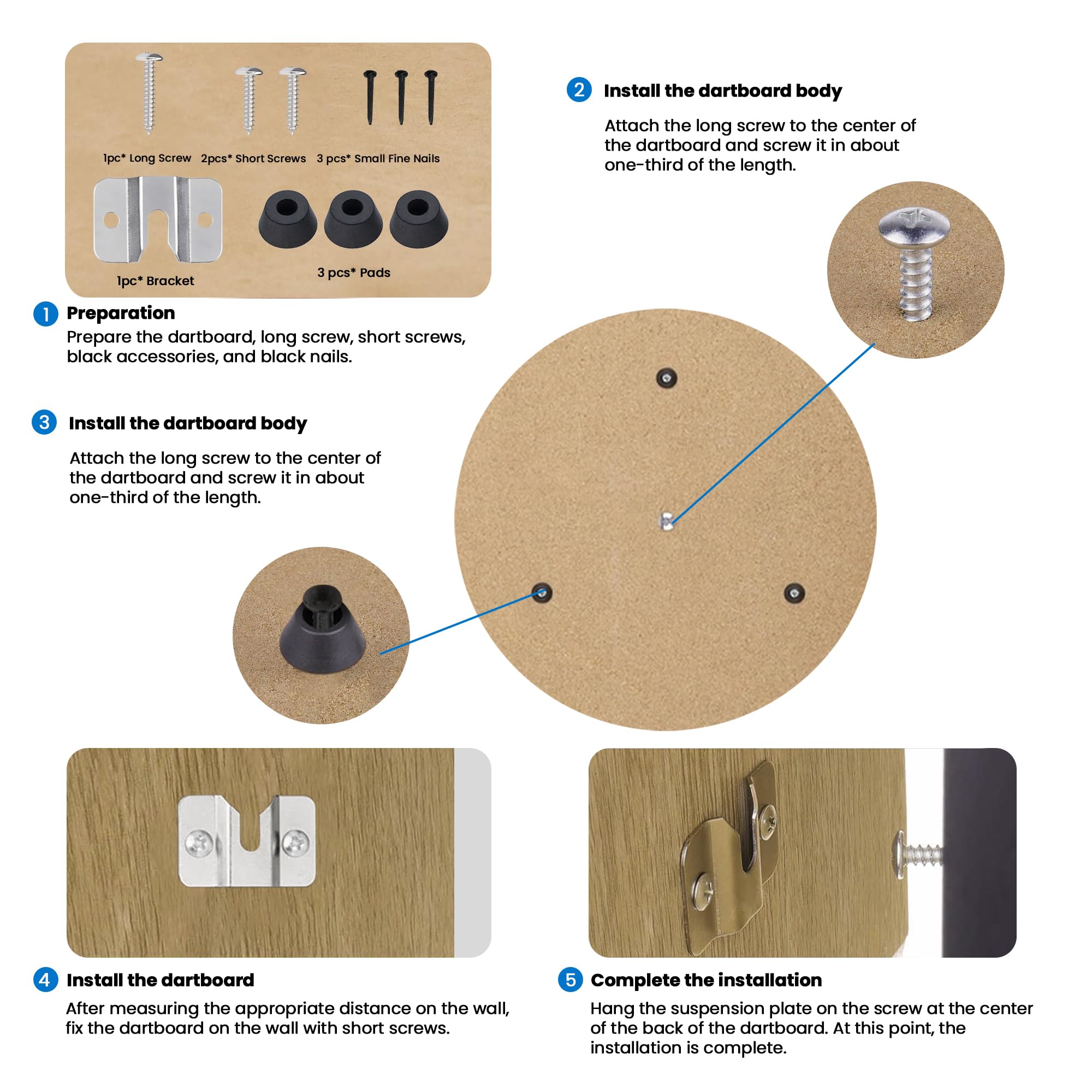 4 Set Porta Freccette Accessori Kit, Dartboard Staffa Hanging, Set Di