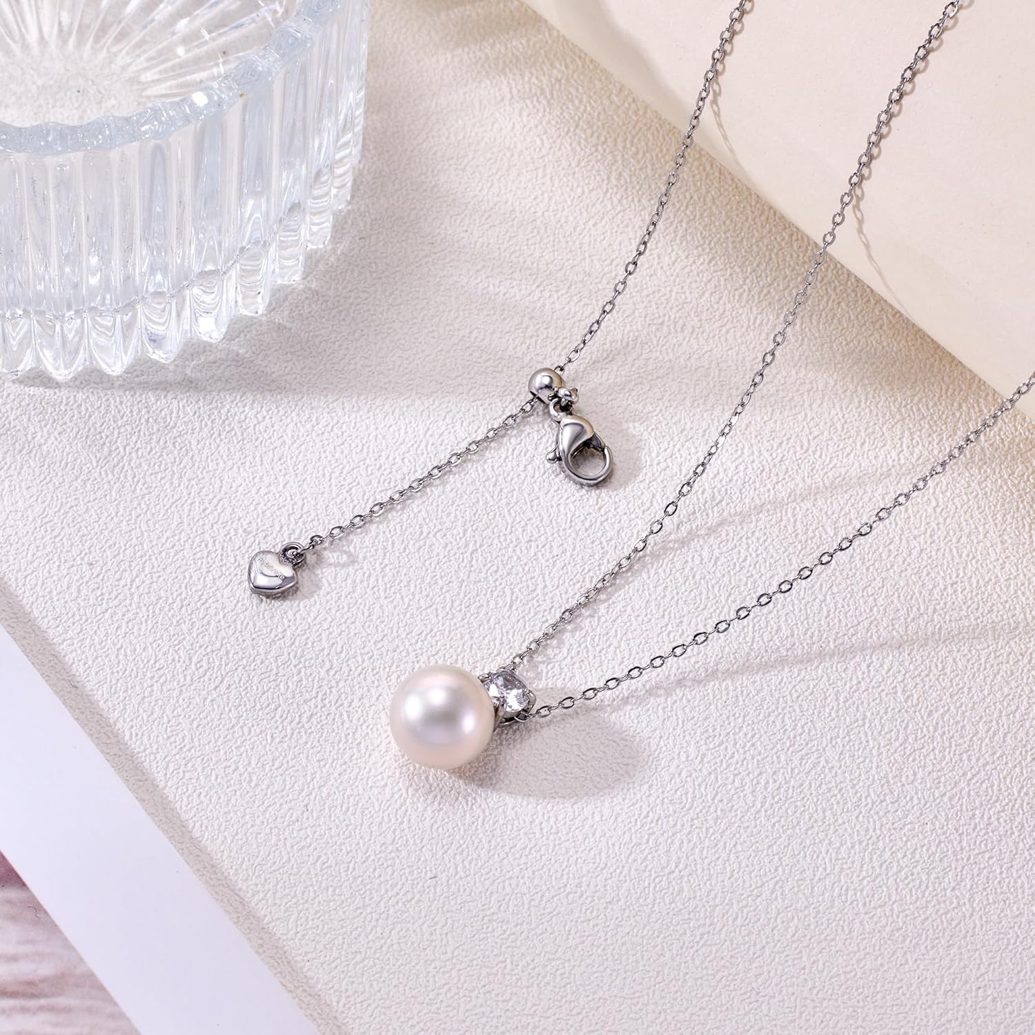Pearl Necklaces for Women AAA+10-11mm Freshwater Pearl Pendant and CZ Diamond Trendy,Christmas Mothers Day Valentine's Day Gifts For Women Anniversary Fine Jewelry - Image 4