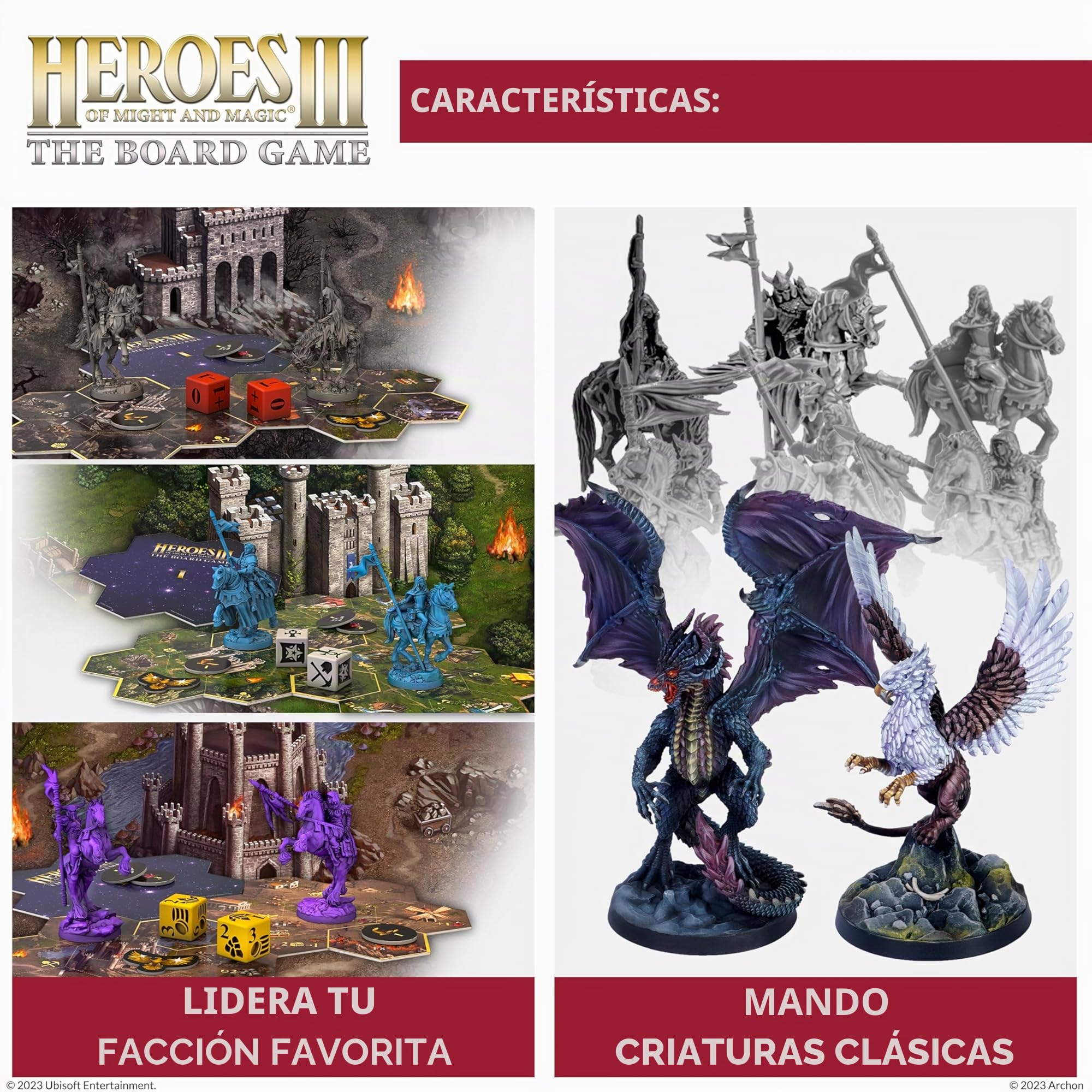 Heroes of Might & Magic III The Board Game - Juego de rol de estrategia de mesa para 1-4 jugadores, incluye 6 miniaturas de héroe, para edades de 14 años en adelante (inglés)