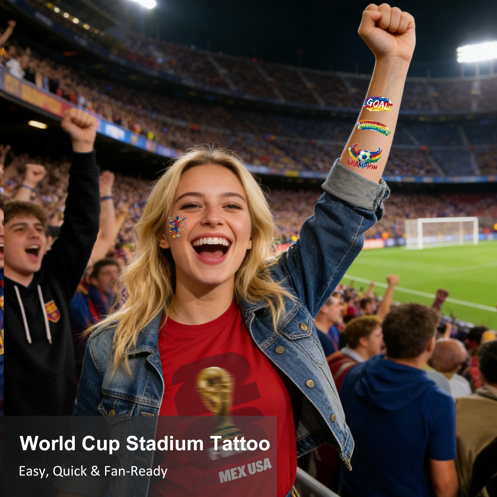 World Cup 2026 Soccer Temporary Tattoos 11 Sheets, Waterproof with Canadian Flag Face Stickers for kids adult, Soccer Fans Makeup World Cup 2026 Merchandise for Game Day, Sports Party Decorations - 3