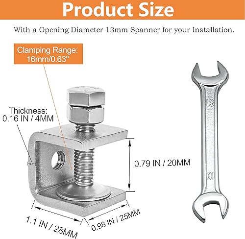 Miniatura 9 de 2 abrazaderas C de acero inoxidable 304 de alta resistencia, abrazadera de tigre, abrazadera para carpintería con aberturas anchas de mandíbula