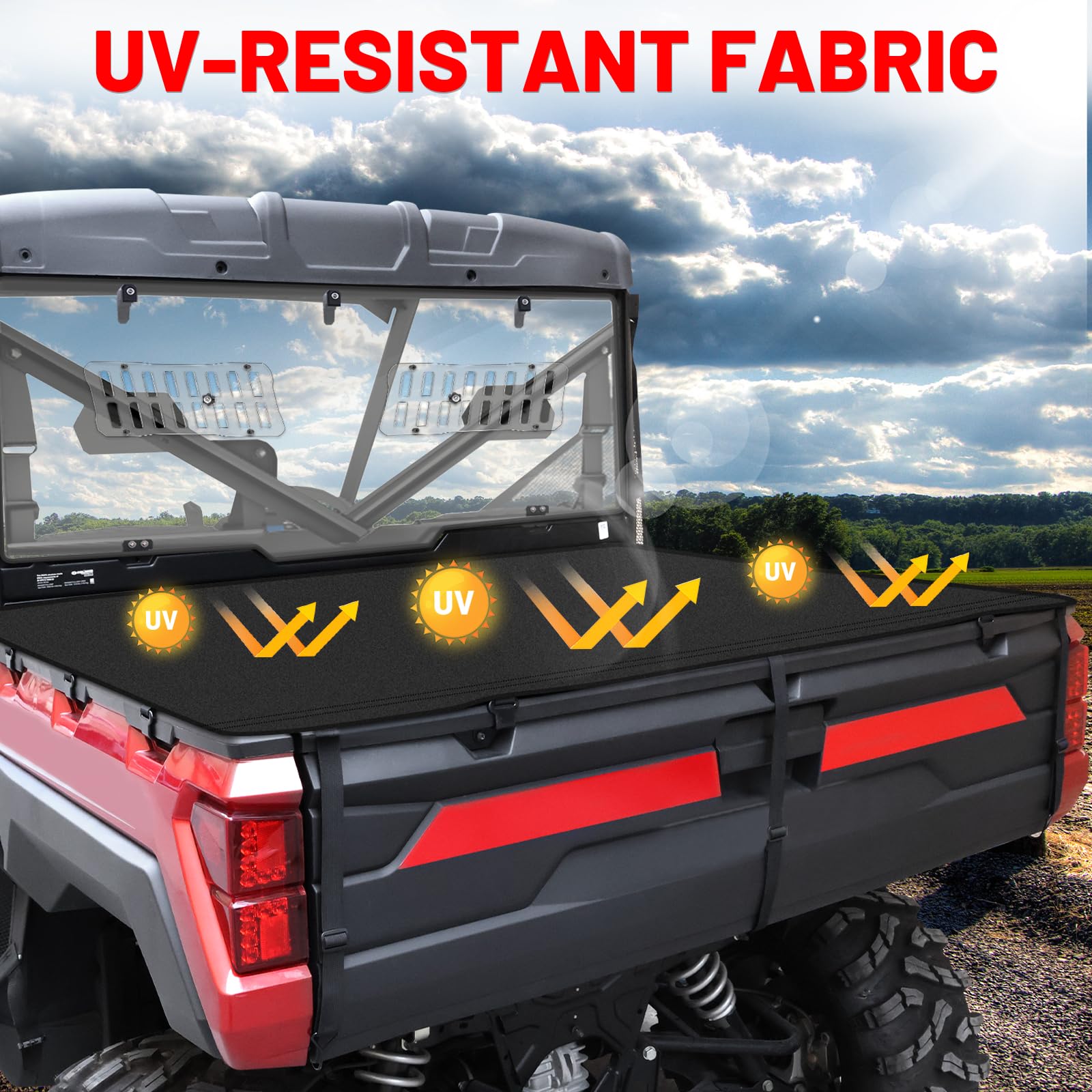 StarknightMT Funda para cama de carga, duradera, ajustable, impermeable, compatible con Polaris Ranger XP 1000/Crew 2020-2023, Ranger XP 900/Crew 2013-2019, Ranger XP 570/Crew 2016 Tonneau Cargo Cover