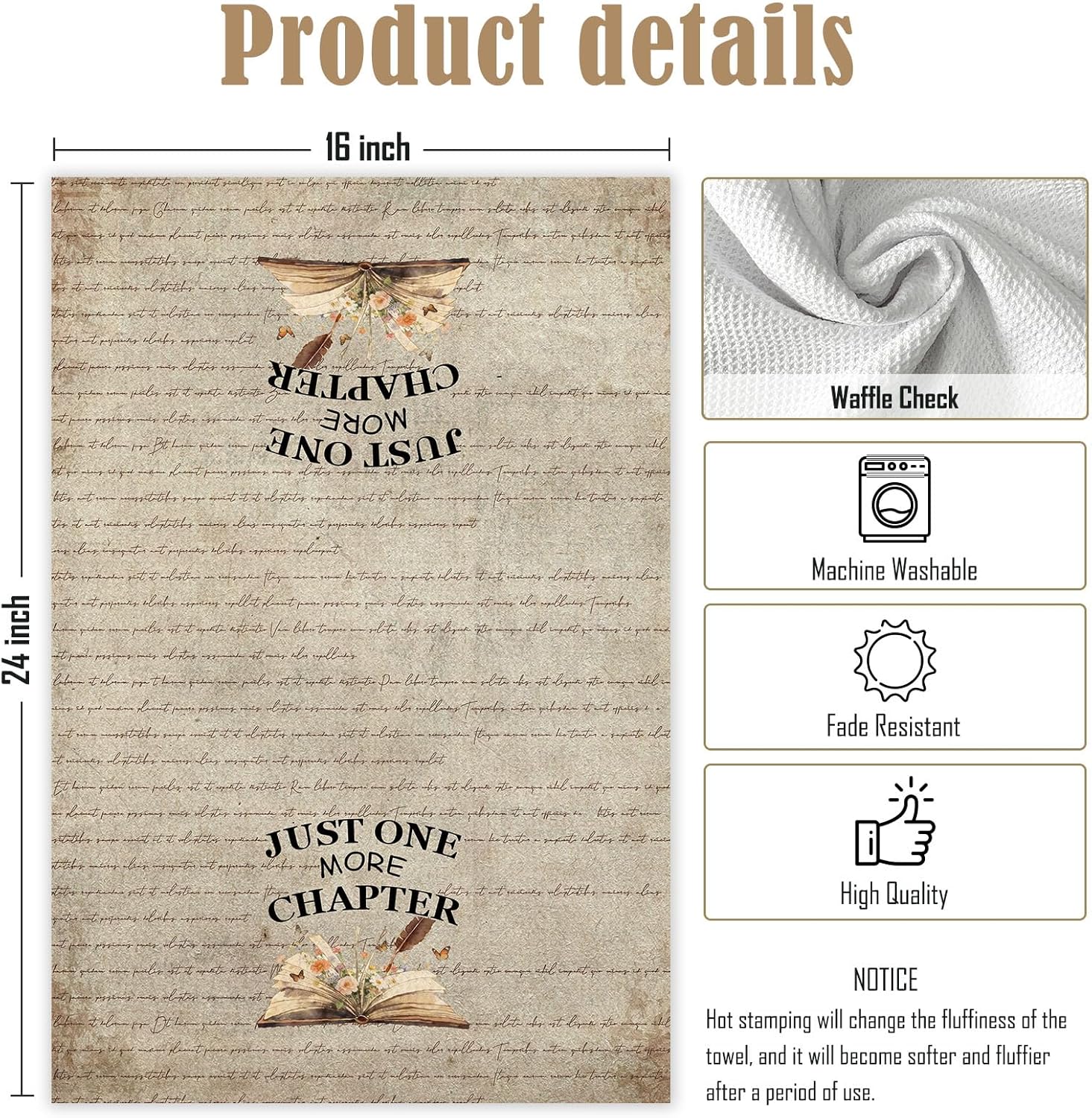 Book Reading Kitchen Towels Set of 4, Book Themed Reading Corner Nook Decor, Readers Books Club Bookish Bookworms Hand Towel for Bathroom Home &