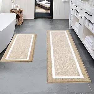 Pauwer Bathroom Rugs Sets 2 Piece, Non Slip Bath Mats for Bathroom, Absorbent Bath Rugs Floor Mat, Machine Washable Shower Rugs for Bath Floor, Tub and Shower