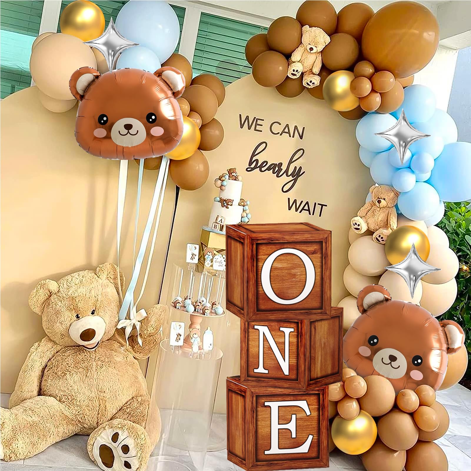 Snapklik.com : Teddy Bear 1st First Birthday Decorations For Boy, Wood ...