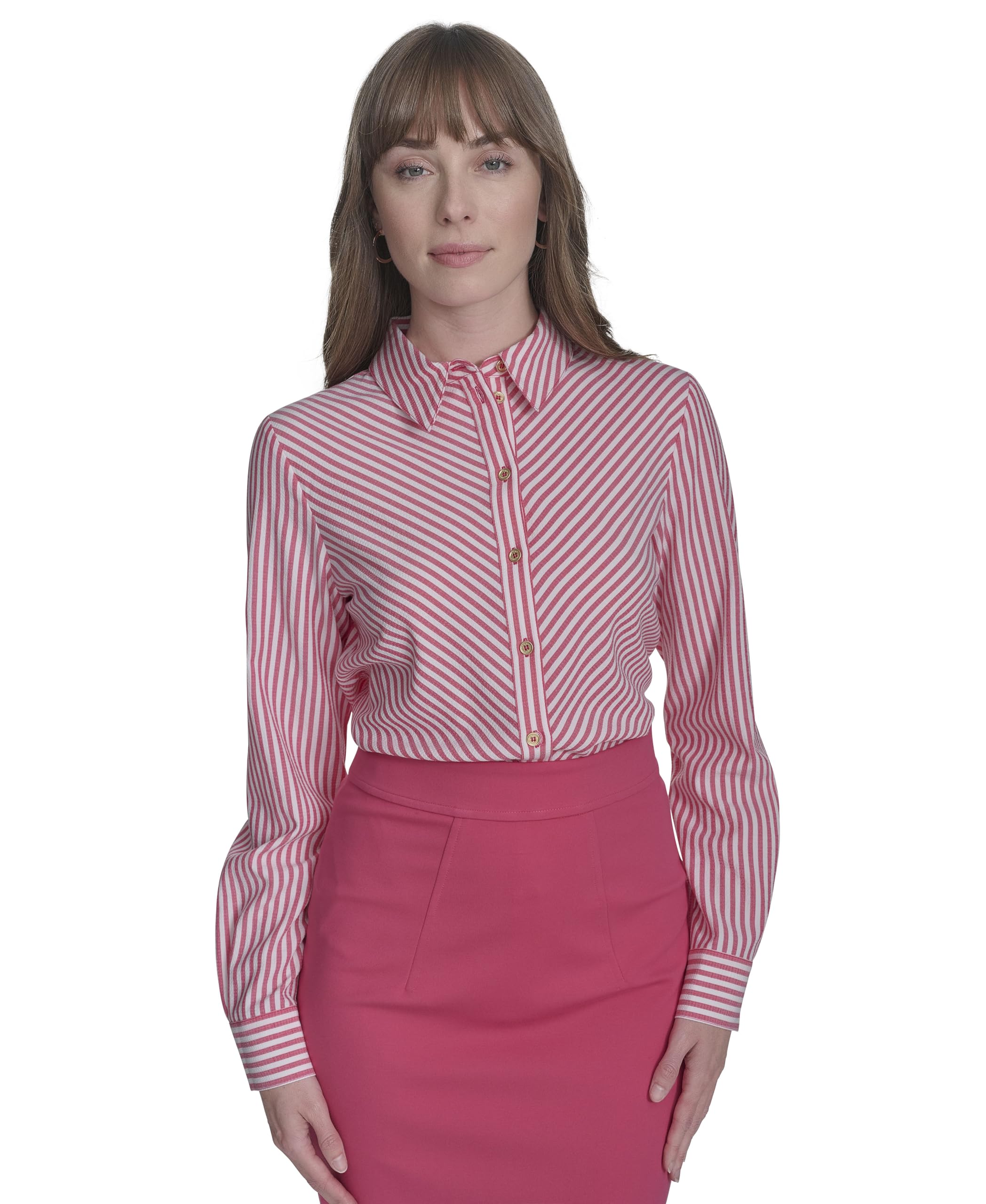 Tommy Hilfiger Damen Long Sleeve Button Up Collared Shirt Hemd (1er Pack)