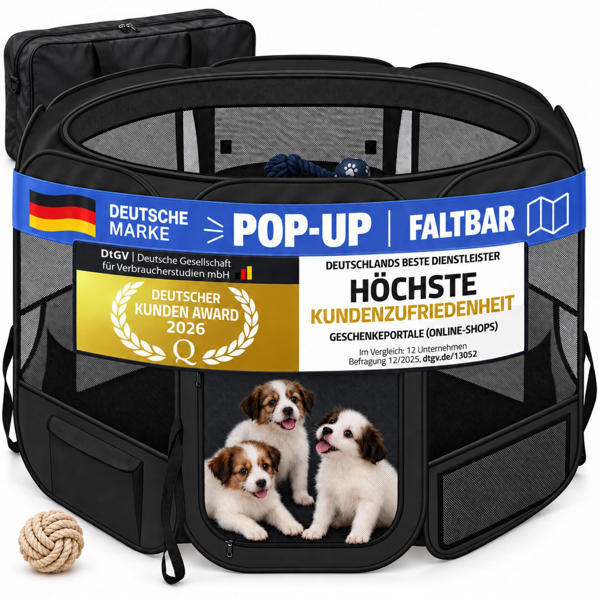 ALL PETS UNITED® Welpenauslauf 125x125cm Pop-Up Hunde Laufstall faltbar