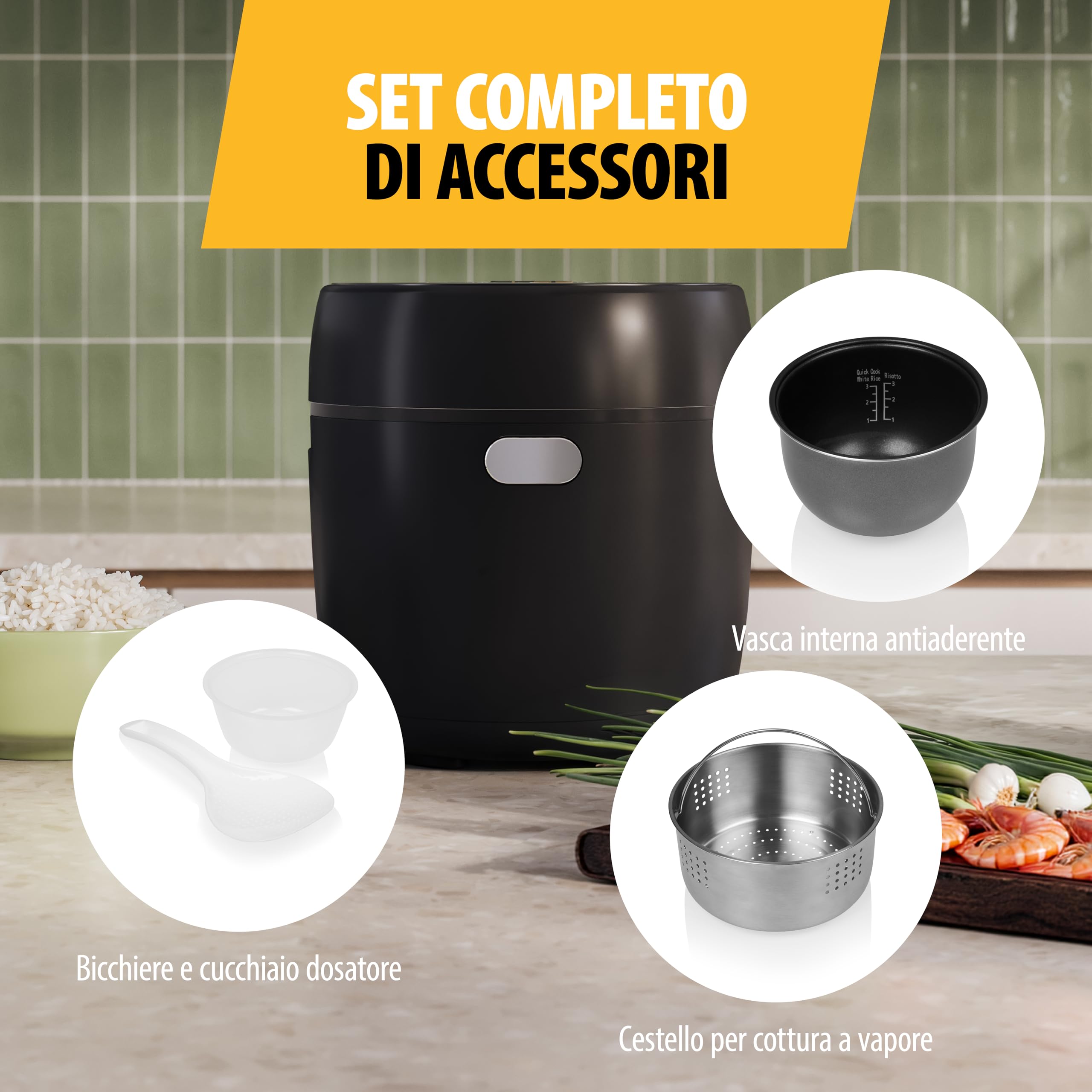 Tristar Cuociriso Digitale con Funzione Low Carb, 8 Programmi Automatici, Capacità 0,6 L di Riso, Pannello Digitale, Facile da Pulire, RK-6238