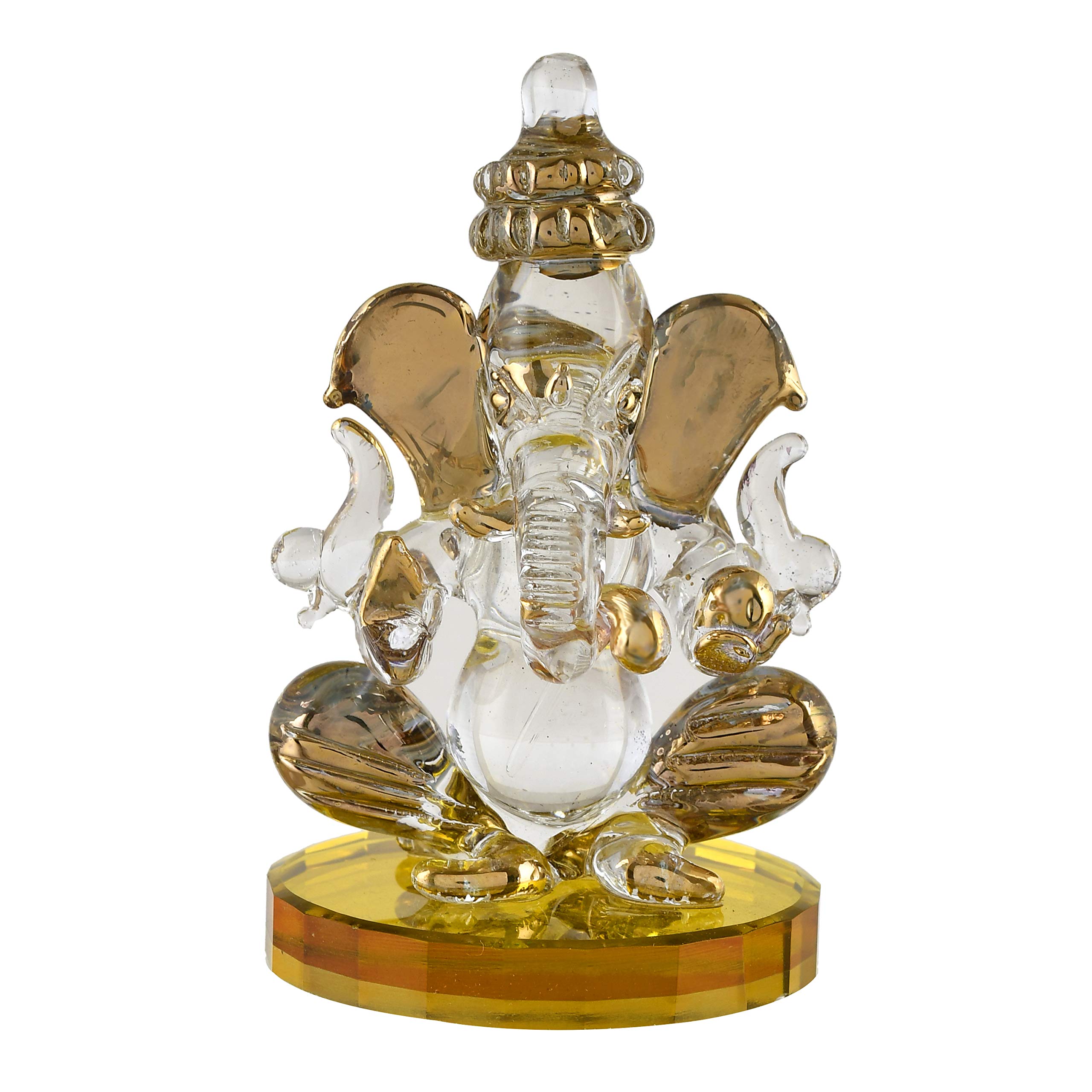 Great Art Ganesh Idol for Car Dash Board (8.5cm x 5 cm) (Design 3), Glass, 1 Piece