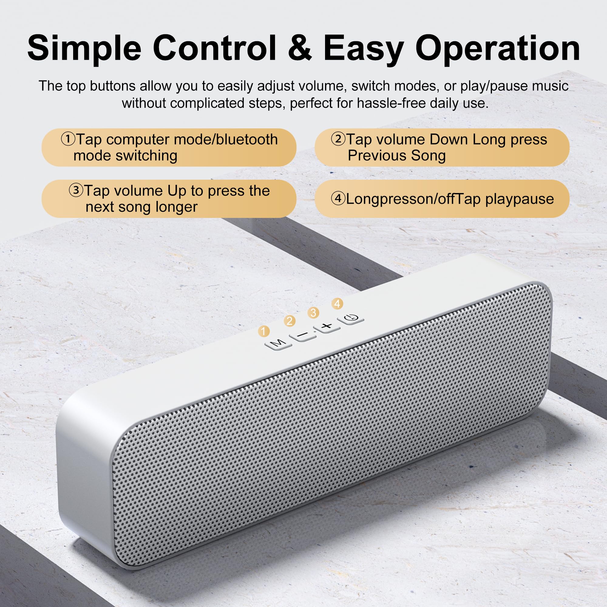 Haut-parleurs d'ordinateur pour PC de bureau, alimentés par USB et Plug and Play, avec entrée auxiliaire Bluetooth 5.3/3,5 mm, petite barre de son pour ordinateur portable avec stéréo