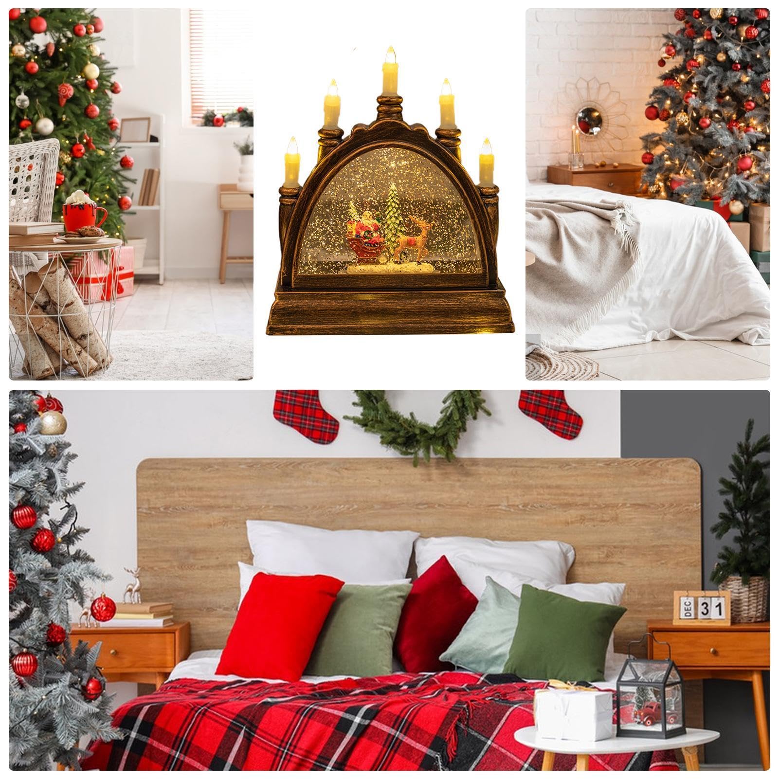 Palla di neve natalizia, lanterna ad acqua illuminata, neve scintillante | Mappamondo | Scena musicale con neve | Decorazione a sfera | Lanterne d'acqua scintillanti Musica natalizia per soggiorno