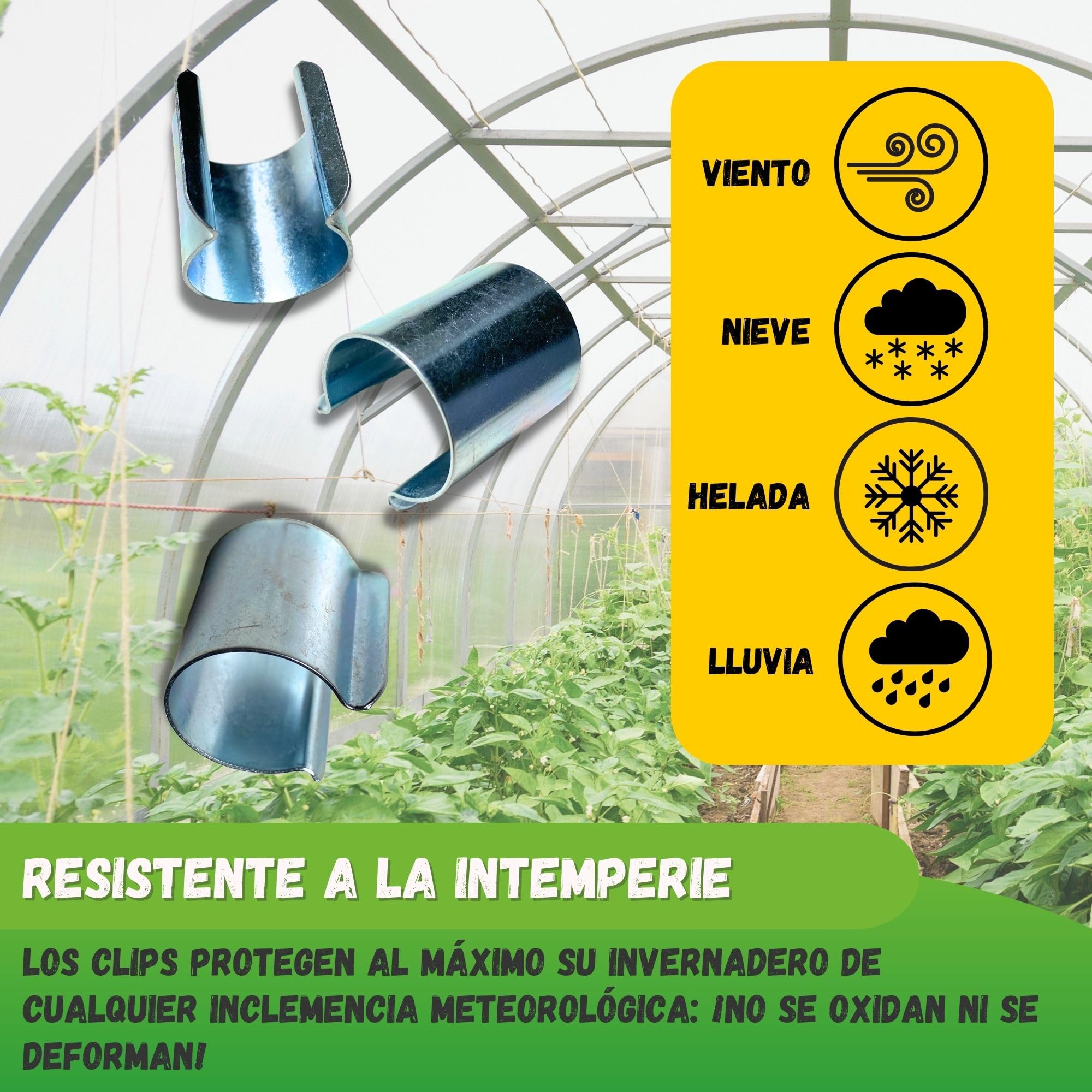 JARDEN® Pack de 40 Clips Metálicos de 25 mm – Acero Galvanizado para Invernadero y Túnel de Jardín – Fijación de Plástico de Invernadero y Lonas