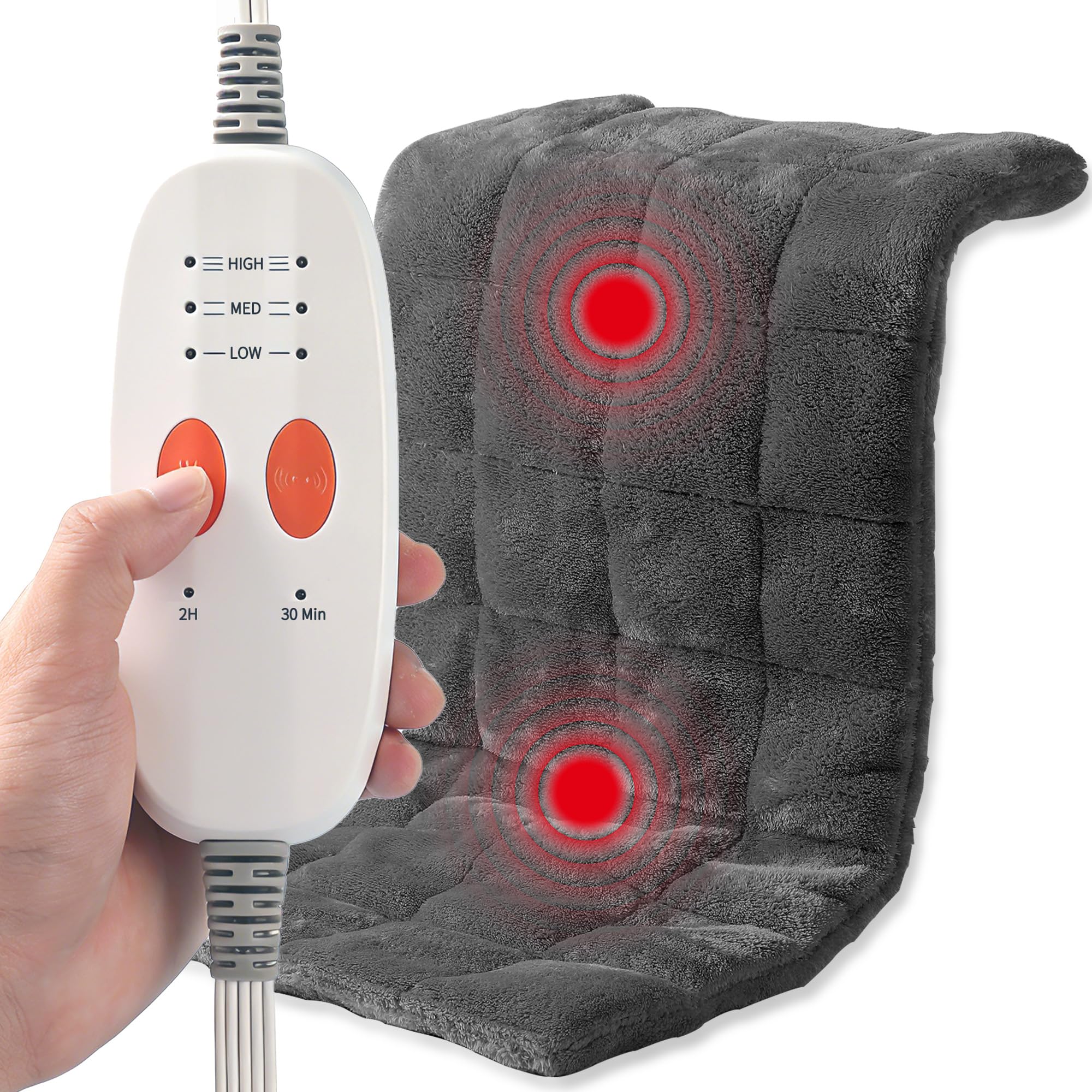 Photo 1 of !!FINAL SALE!!
Weighted Heating Pad with Massager, FSA Electric Heating Pad for Back Pain Relif, 2.88LBS Heat Pad for Period Cramps with 2H Auto Shut Off 3 Massager Levels and 3 Heating Levels, 12"x24" Dark Grey