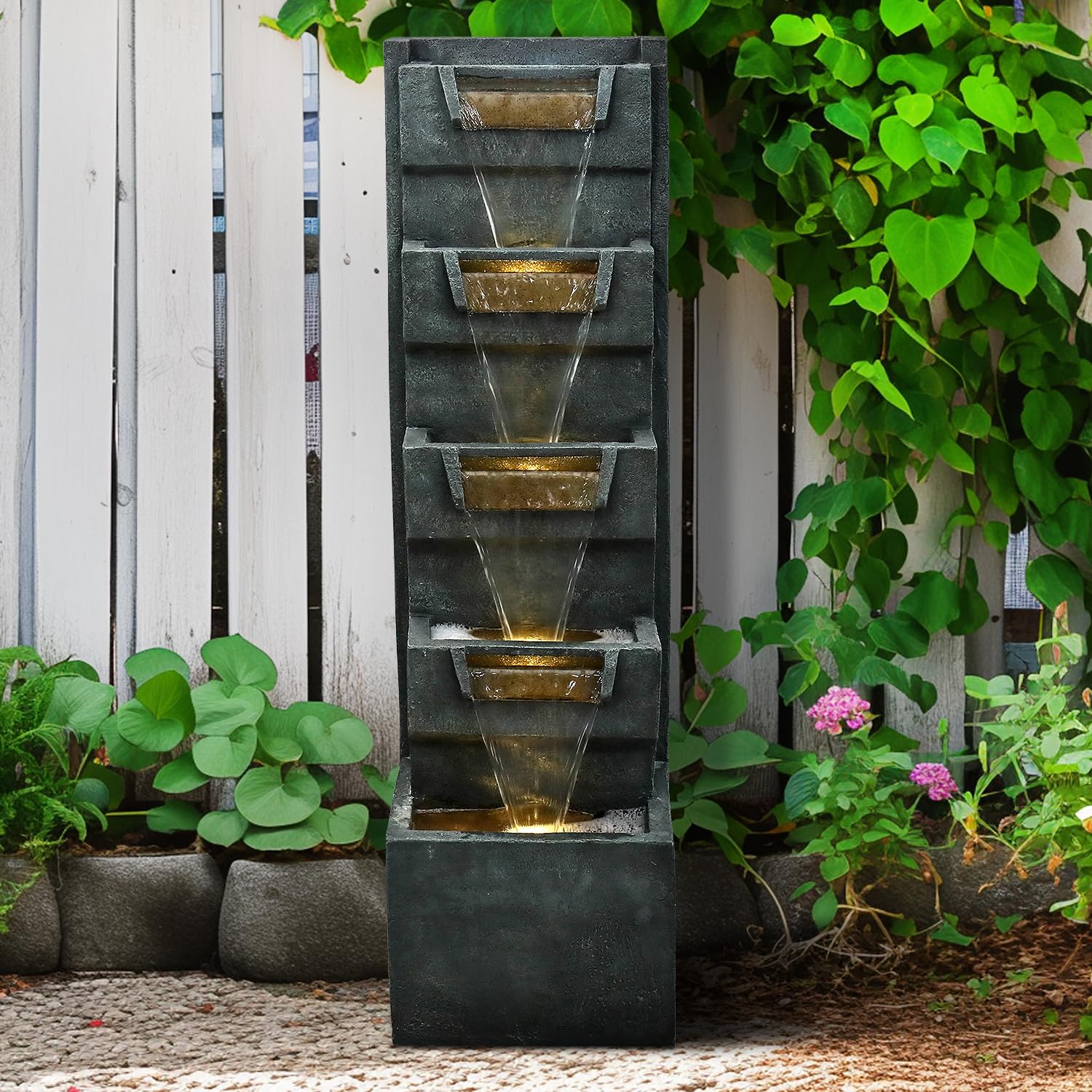 SunJet 39.3 inch 5-Tier Gray Fountain