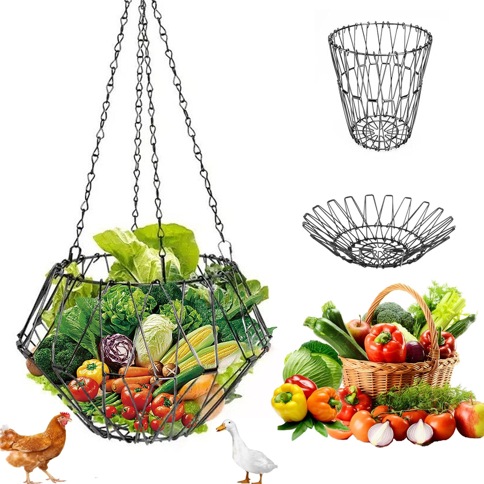4 stuks voedernet voor kippen om op te hangen, voederautomaat voor kippen, nylon voedernettas, kippen groenten en fruit, praktische speelgoedaccessoires voor eenden, ganzen, vogels
