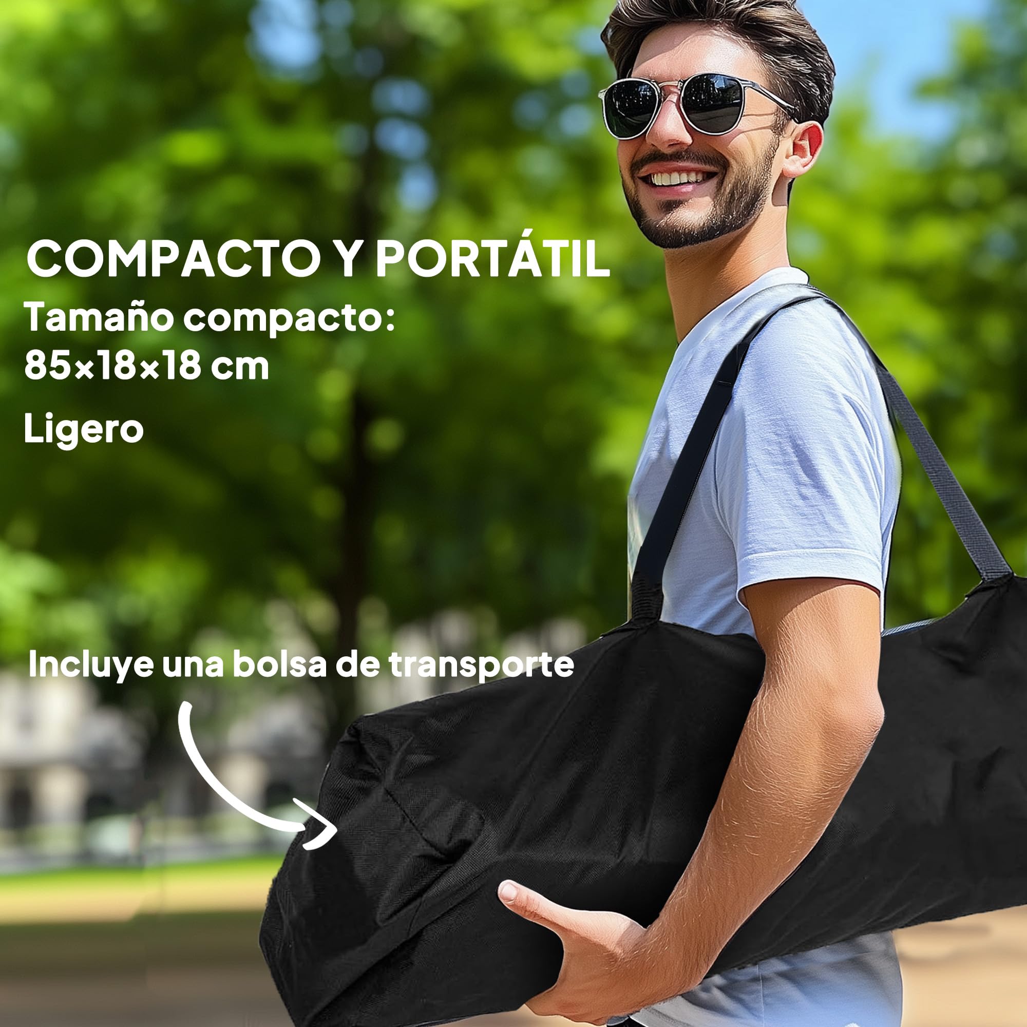 Outsunny Mecedora Jardín Exterior con Reposapiés Pack 2 120 kg Negro | Silla Plegable de Camping, Reposacabezas, Portavasos, Bolsillos, Bolsa de Transporte, para Playa Camping Pesca