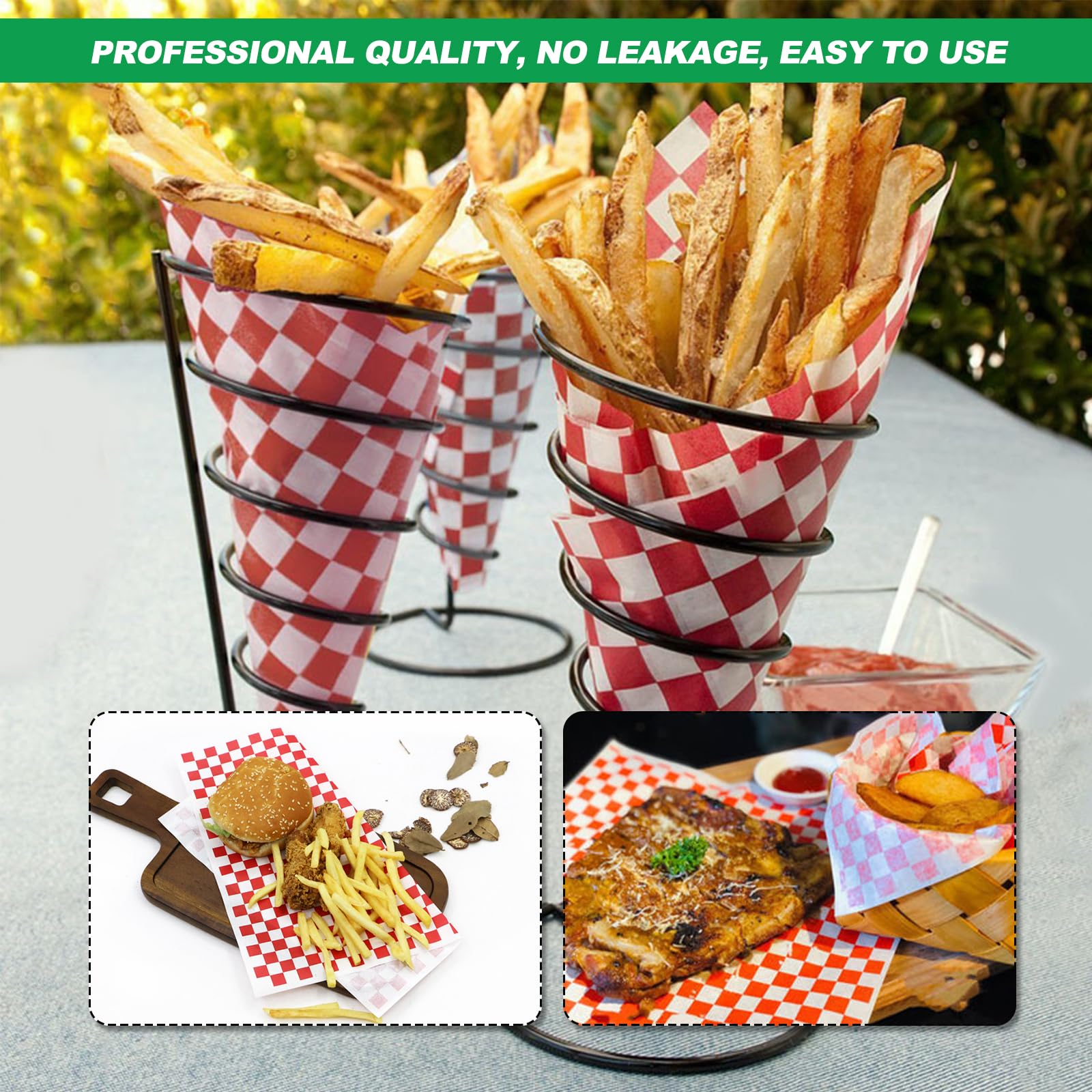 Fogli di carta oleata, 100 fogli di carta per uso alimentare, a prova di olio, impermeabile, a scacchi, per hamburger, torte, panini, formaggi, colore: rosso