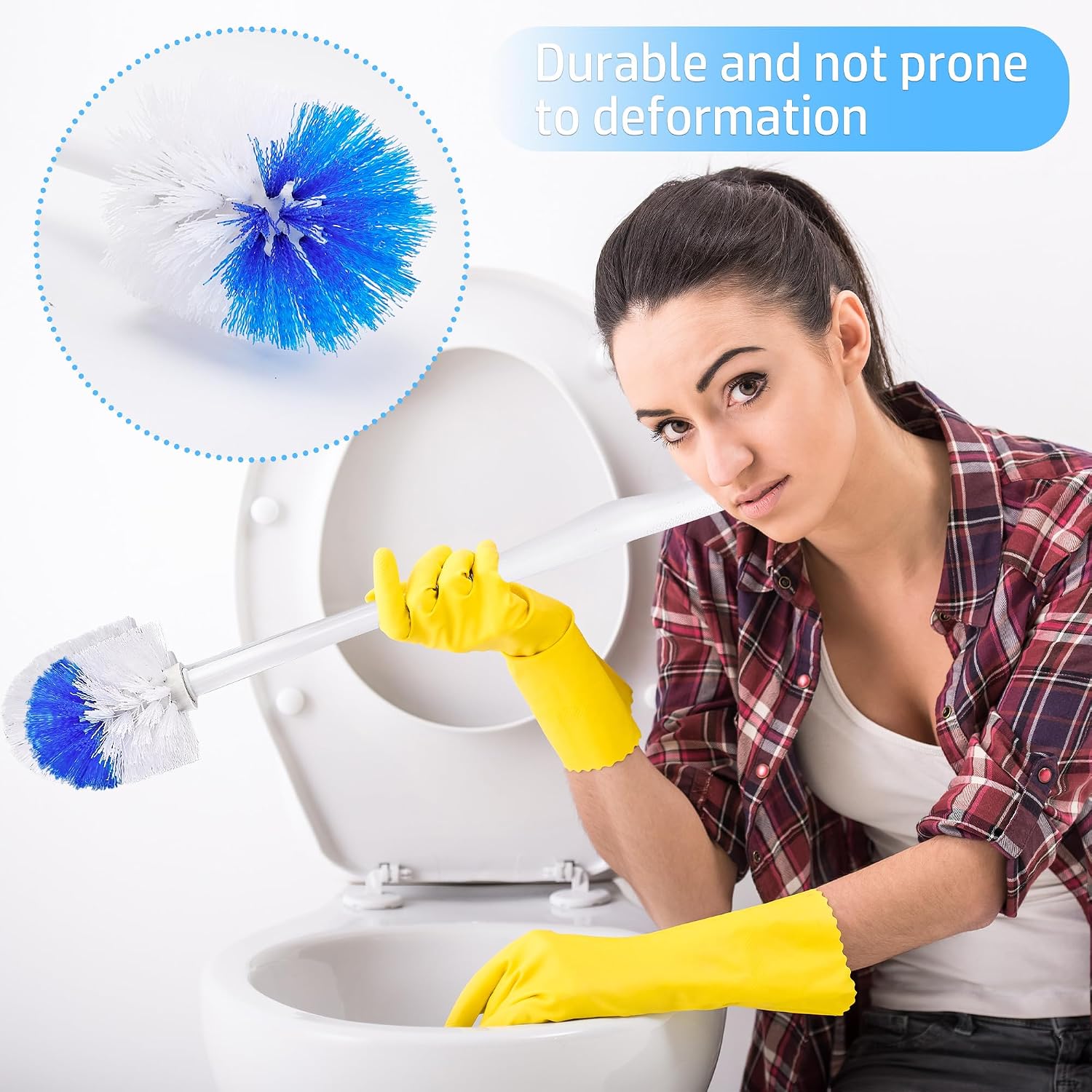 20 Pcs 18.5 Inch Long Handle Toilet Brush Toilet Bowl Brush Plastic Scrubber with Hook Hole Soft Bristle Cleaner Handled for Bathroom Cleaning Supplies