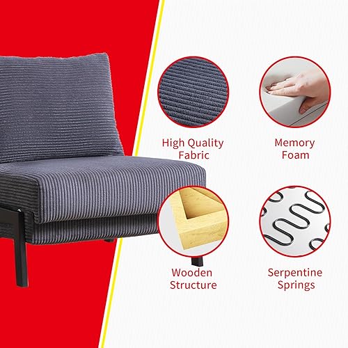 Vista 5 de PUREMIND Silla plegable – Diseño 2 en 1, sofá cama plegable convertible, cama plegable con respaldo ajustable, cama otomana moderna con espuma