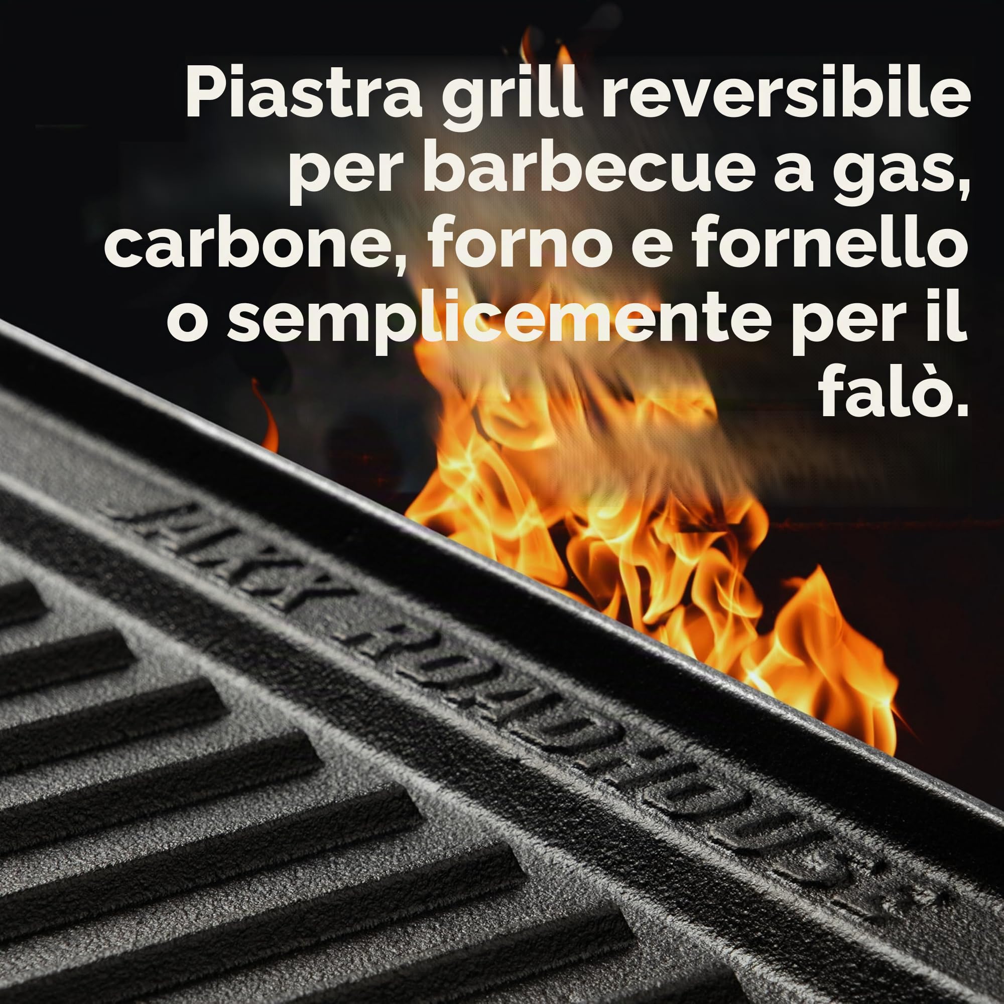 JAXX ROADHOUSE Piastra in ghisa | Piastra in ghisa da posizionare su barbecue a carbone/gas e forno e fornelli | Plancha, Teppanyaki, hamburger, verdure, 50,5 x 26 x 2,5 cm