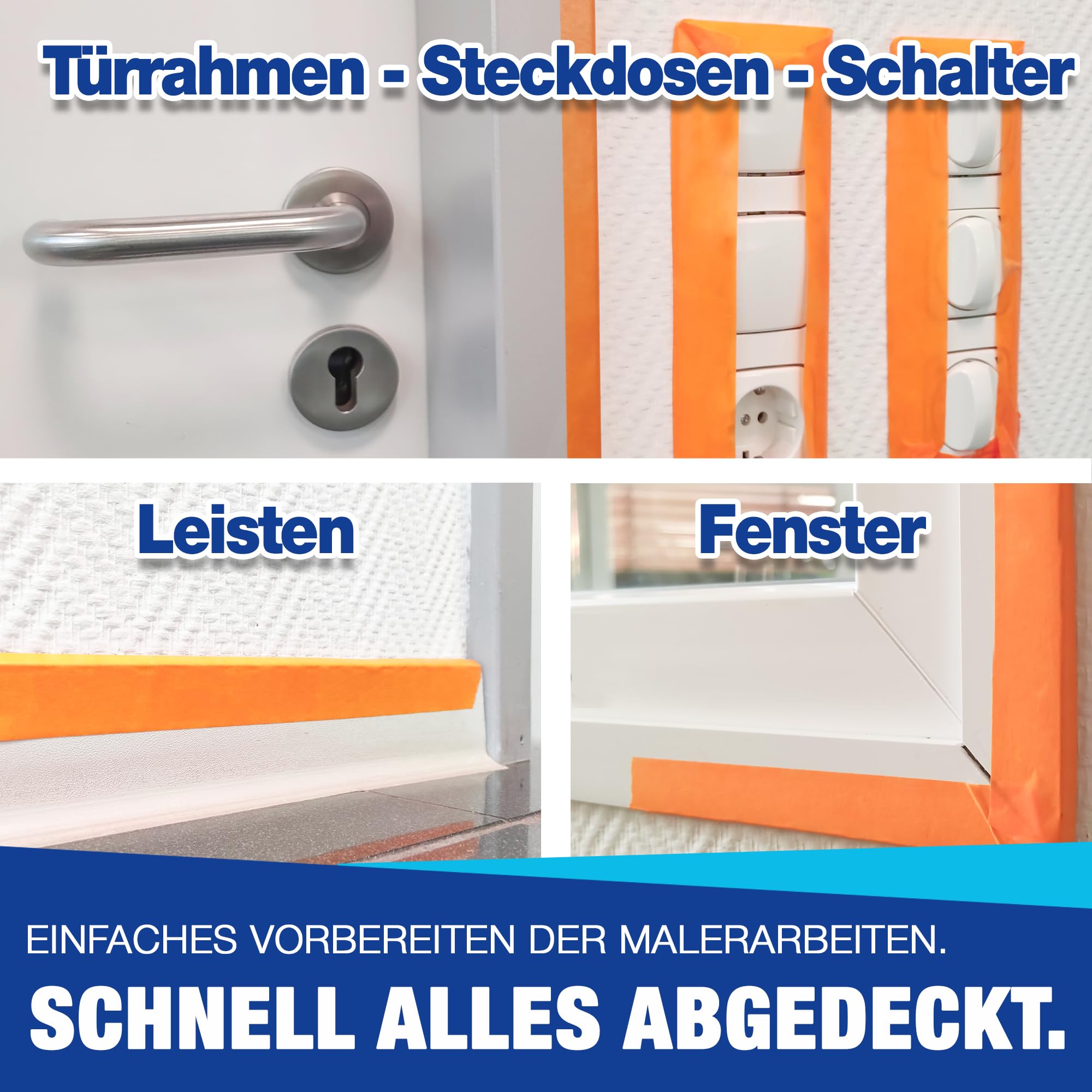 NTG Premium Goldband 50 Rollen 30mm x 50m = 2500m - Malerband Kreppband | Abklebeband - Washi Tape - extra starkes Abdeckband für perfekte Kanten beim Streichen und Lackieren