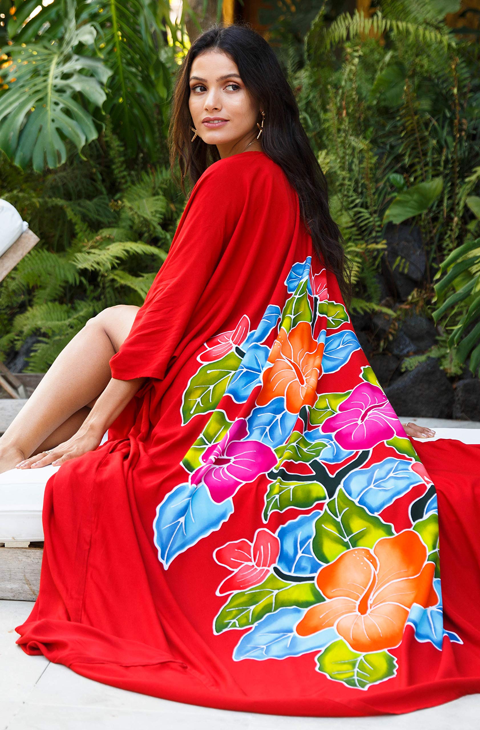 SHU-SHI - Kimono para mujer - Ideal para la playa - Estampado floral - Talla única