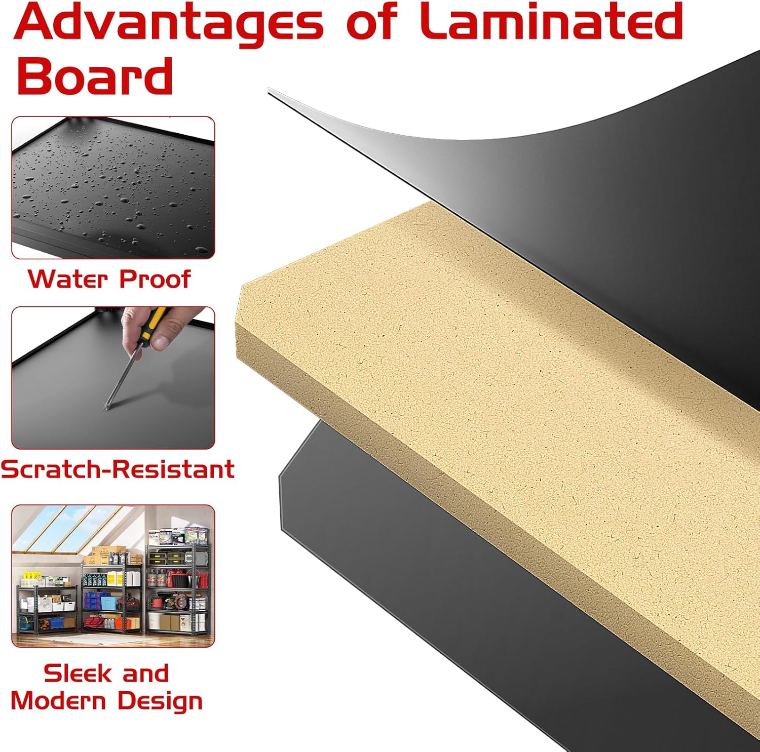 Upgraded 2020LBS Garage Shelving Units, 72" H Double Veneer Shelf Board for Waterproof and Anti-scratch, 5-Tier Storage Shelves Heavy Duty, Adjustable Metal Rack for Kitchen, Basement, Warehouse - Image 4