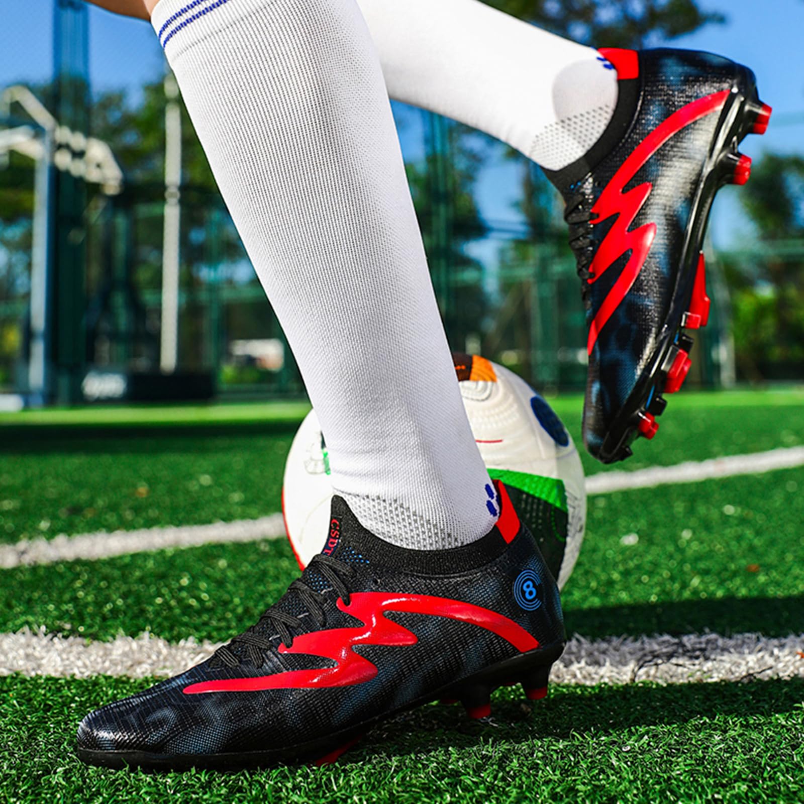 Football Boots Men's Outdoor Professional Training Football Shoes High Top Spikes Kids Teenager Professional Athletics Soccer Shoes Sneakers - 2