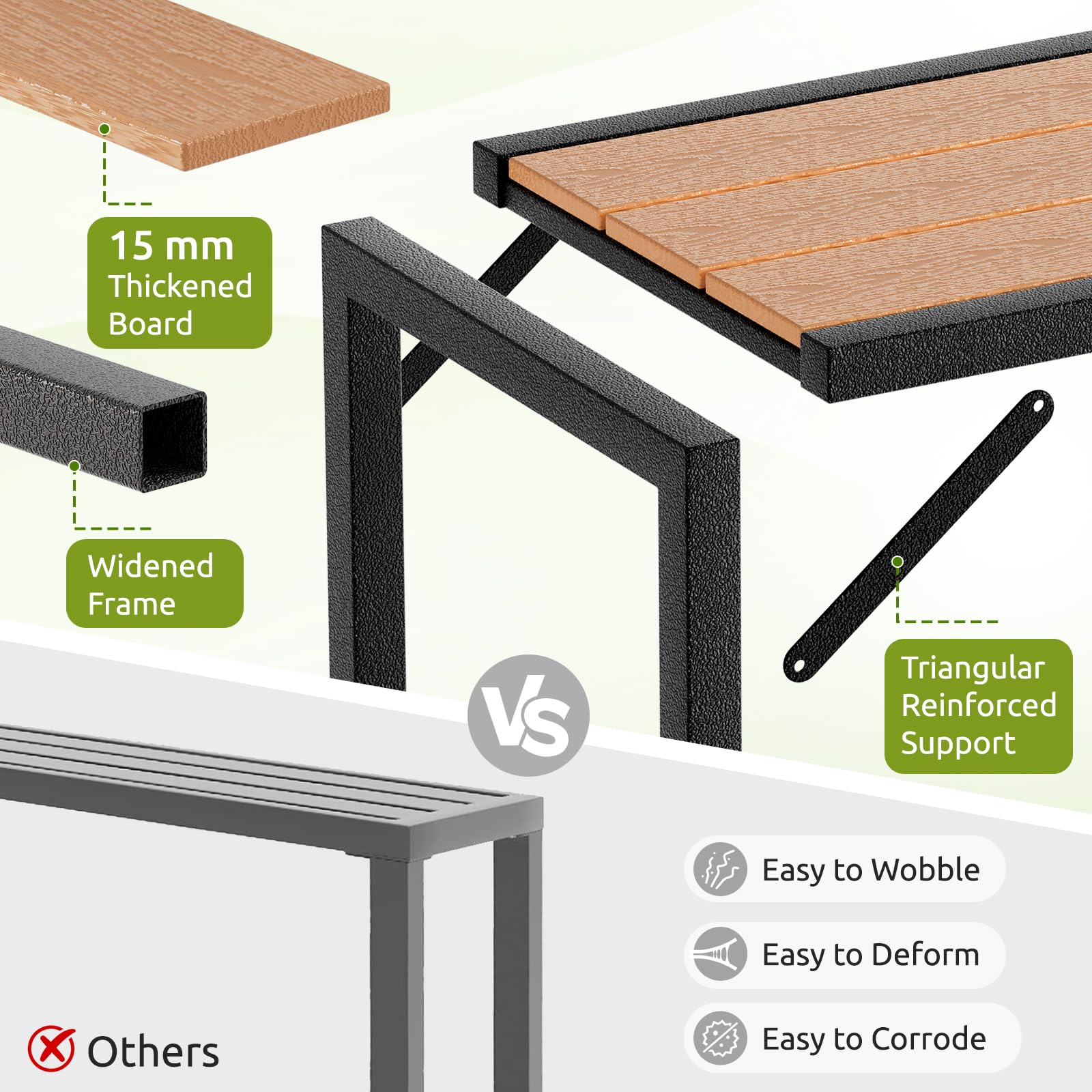 LIFERUN Mesa Alta de Bar de Exterior, 120 x 38 x 98 cm, Mesa de Bar para Jardín con Tablero Impermeable y Pies Ajustables, Mueble de Jardín para Terraza, Piscina, Salón, Comedor, Marrón