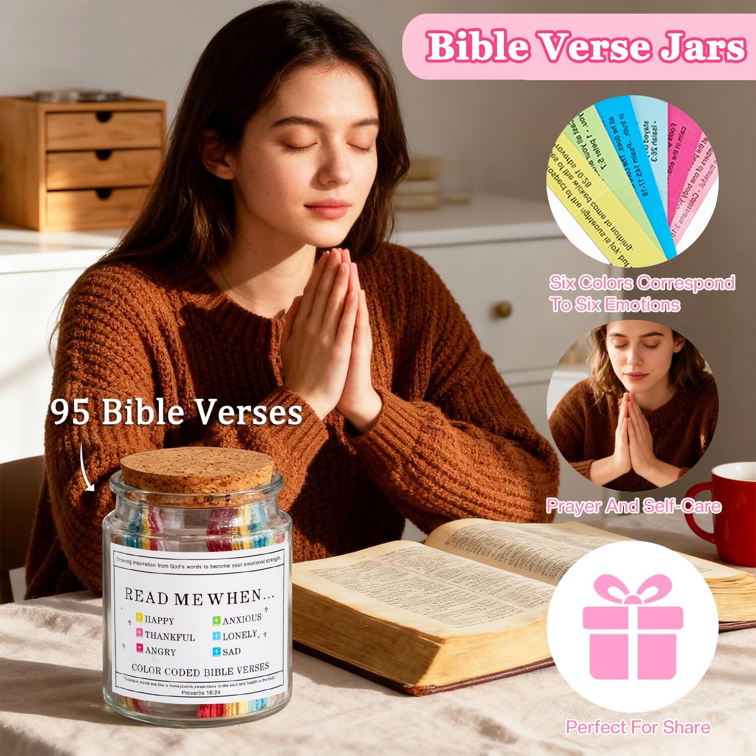 Christian Gifts For Women, Religious Gifts, Christian Mothers Day Gifts For Women Faith, Birthday & Inspirational Spiritual Gifts For Mom, Bestie, Bff, Sister With Tote Bag, Glass Cup, Bible Jar
