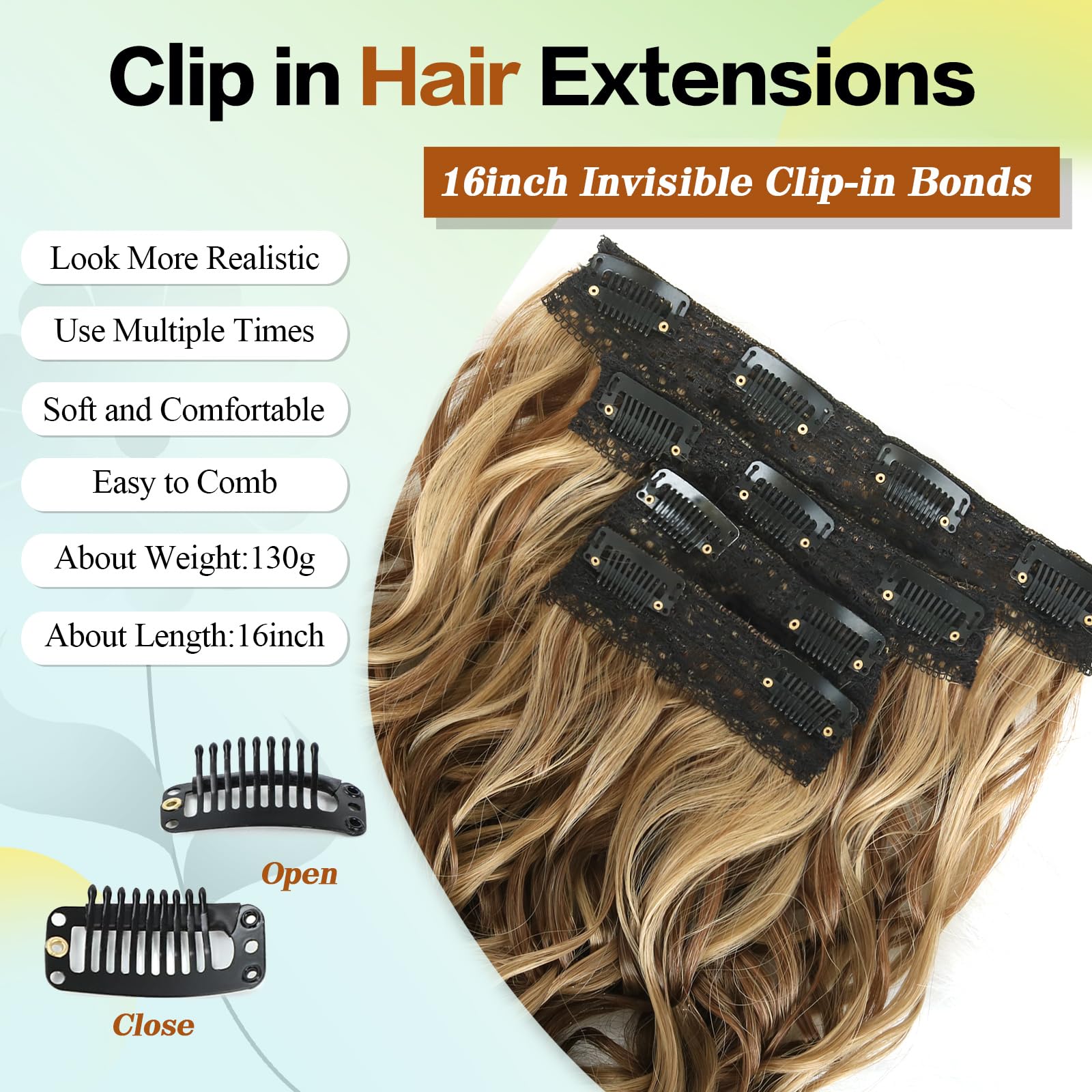 Snapklik.com : Clip In Hair Extensions,LEOSA 4PCS 16 Inch Curly Hair ...