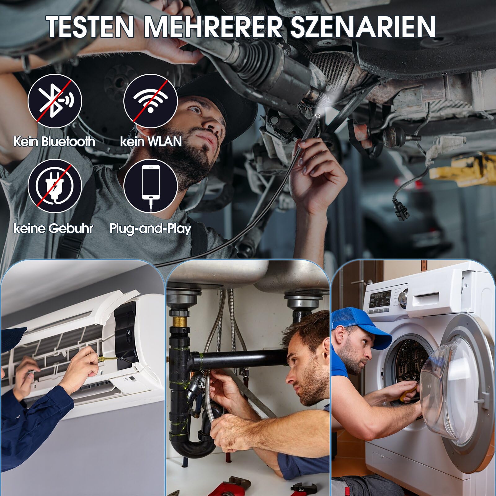 Kamera endoskopowa ze światłem, 5,5 mm, ultracienka, 1920p HD, endoskop z półsztywnym kablem o długości 5 m, wodoszczelna IP67, kamera kanalizacyjna do systemu Android, iPhone, iOS, Samsung
