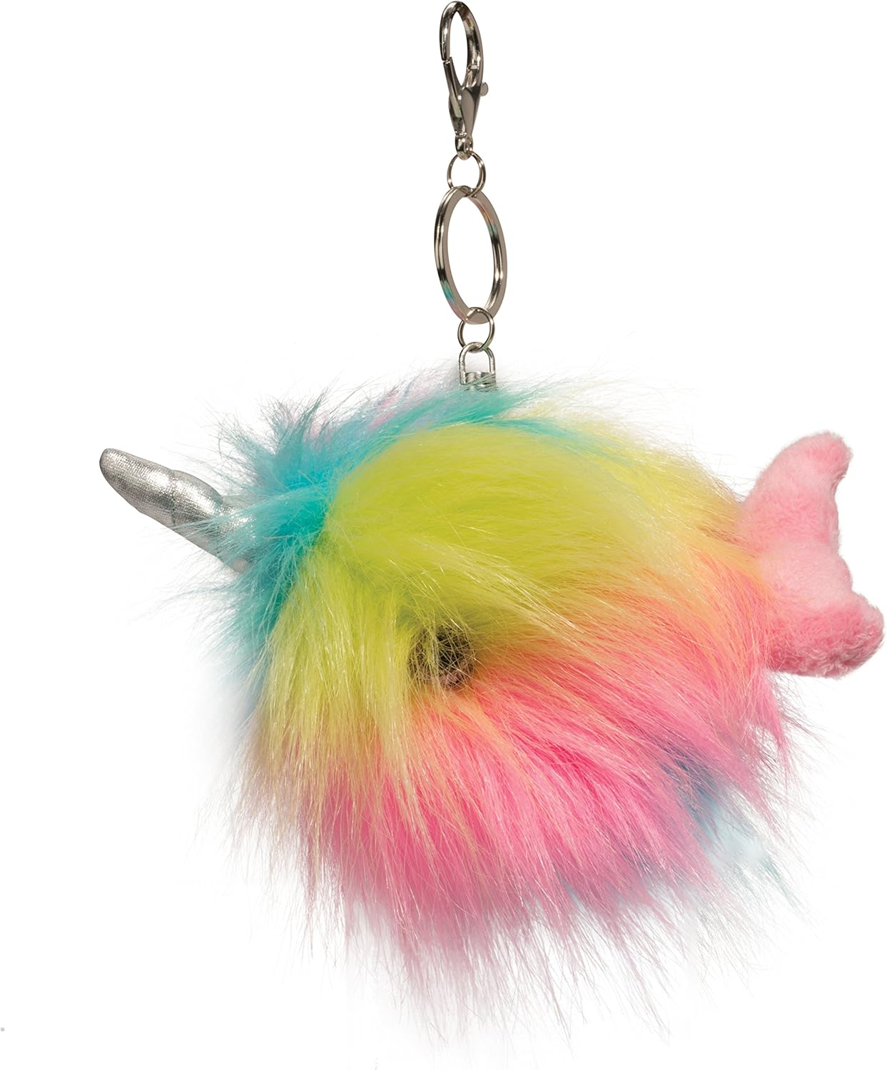 Douglas Rainbow Narwhal Fur Fuzzle Plush Pom Clip