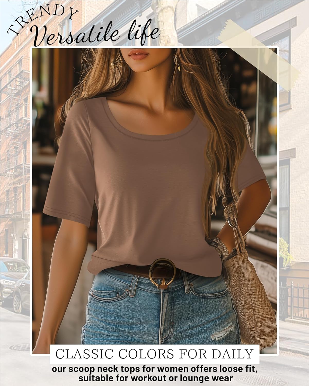 Neer 4 Pack Women’s Half Sleeve T-Shirts Elbow Length Tops Women Scoop Neck Loose Basic Tee Summer Casual Blouses - Image 2